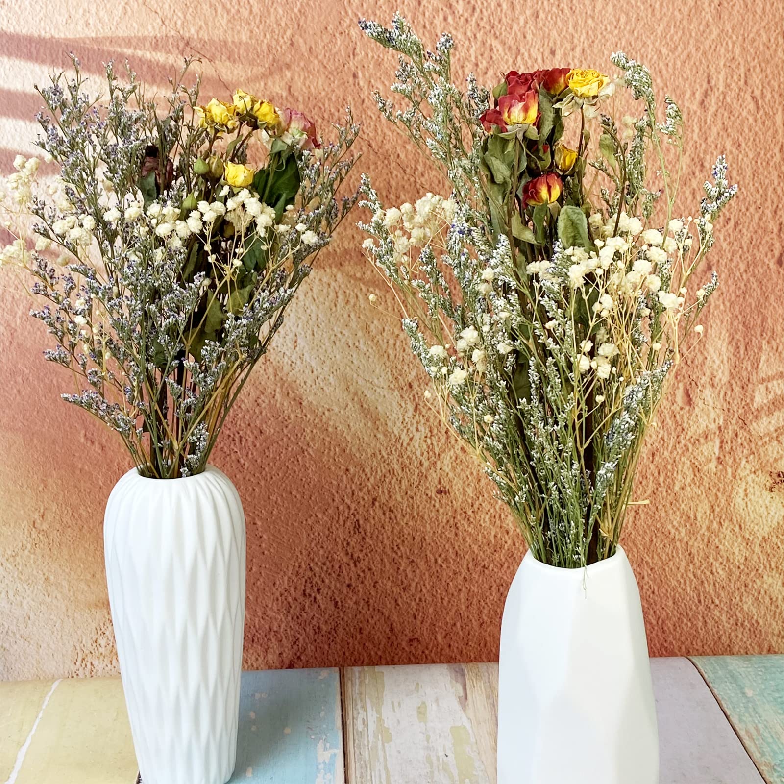 L'BREVOGA 100% Natural Dried Spray Rose Bouquets - 2 Bunches with Baby’s Breath, Miniature Roses for Home Decor, Wedding Centerpieces & Party Arrangements (Perfect for Rustic, Boho & Farmhouse Style Decorations)