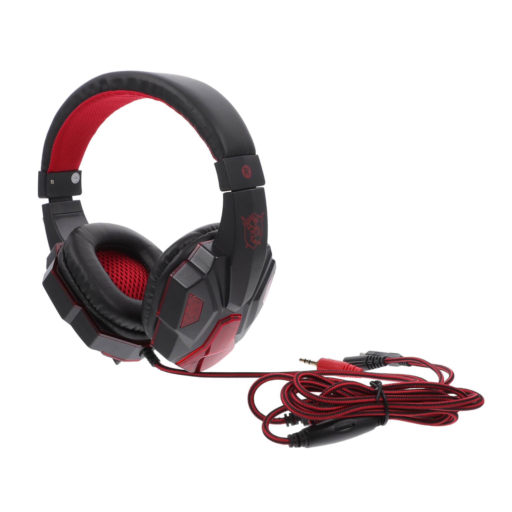 Veemoon Wired Gaming Headset with LED Lights & Noise Cancelling Mic - Compatible with PC, PS4, Xbox, Laptop & Tablet - Perfect for Online Gaming, Streaming & Video Calls