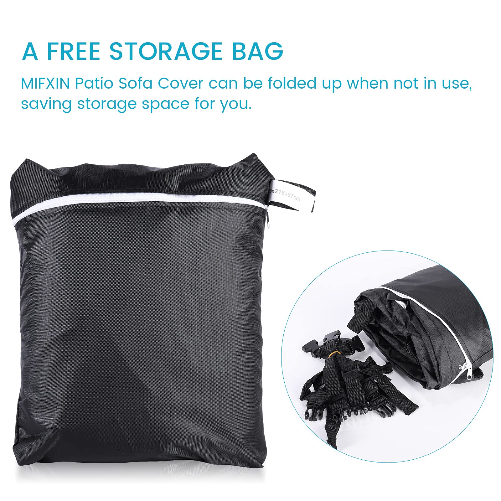 Waterproof 420D Outdoor Patio Sectional Sofa Cover - Windproof V-Shaped Furniture Protector (106