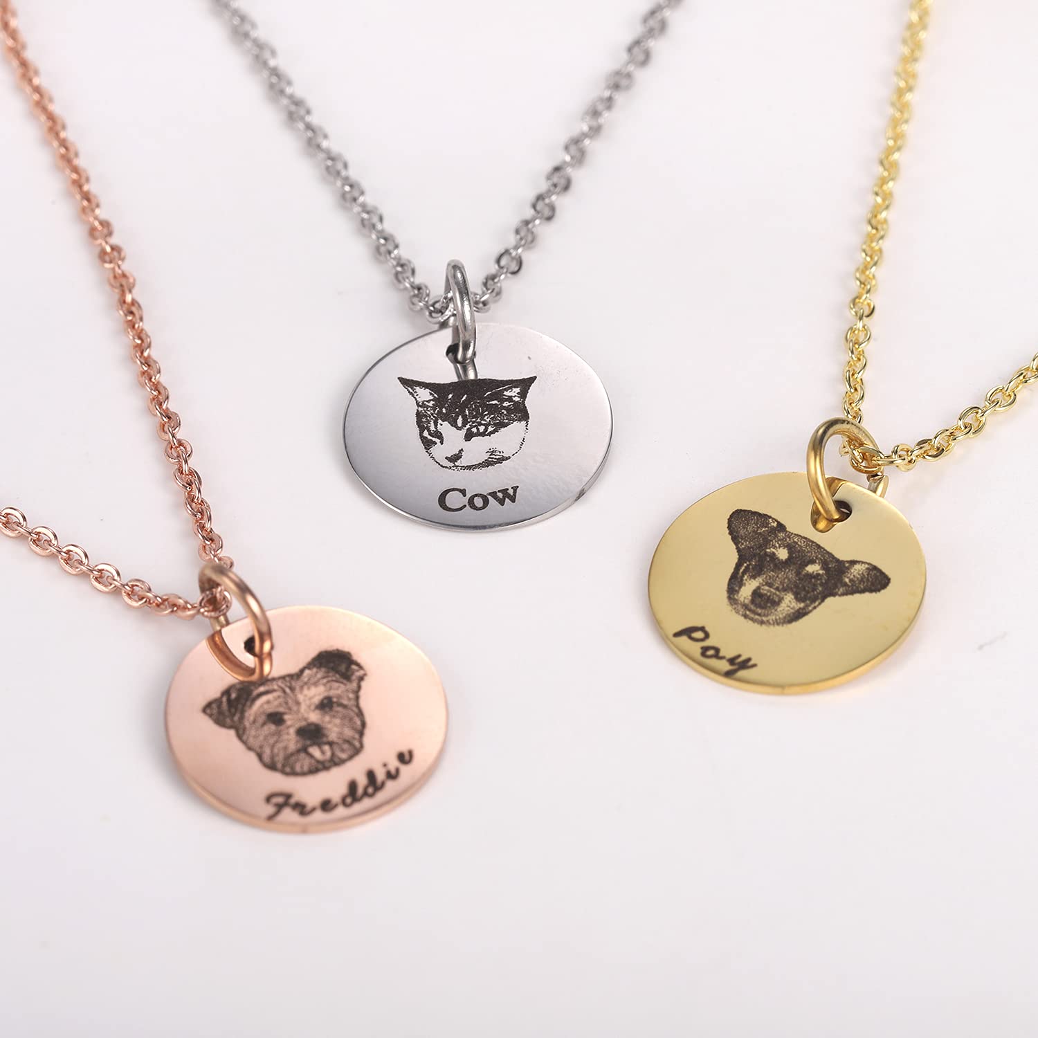 Custom Personalized Pet Portrait Necklace - Engraved Dog Cat Photo Pendant Jewelry Gift for Pet Lovers, Dog Moms & Grandmas - Perfect for Birthdays, Anniversaries & Memorial Keepsakes