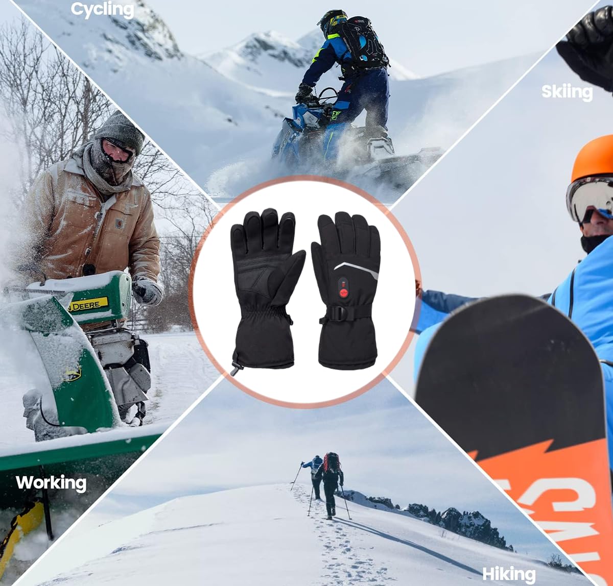 Unisex Rechargeable Heated Gloves for Kids & Adults - Waterproof Electric Thermal Glove Liners with USB Battery for Skiing, Snowboarding & Winter Outdoor Activities