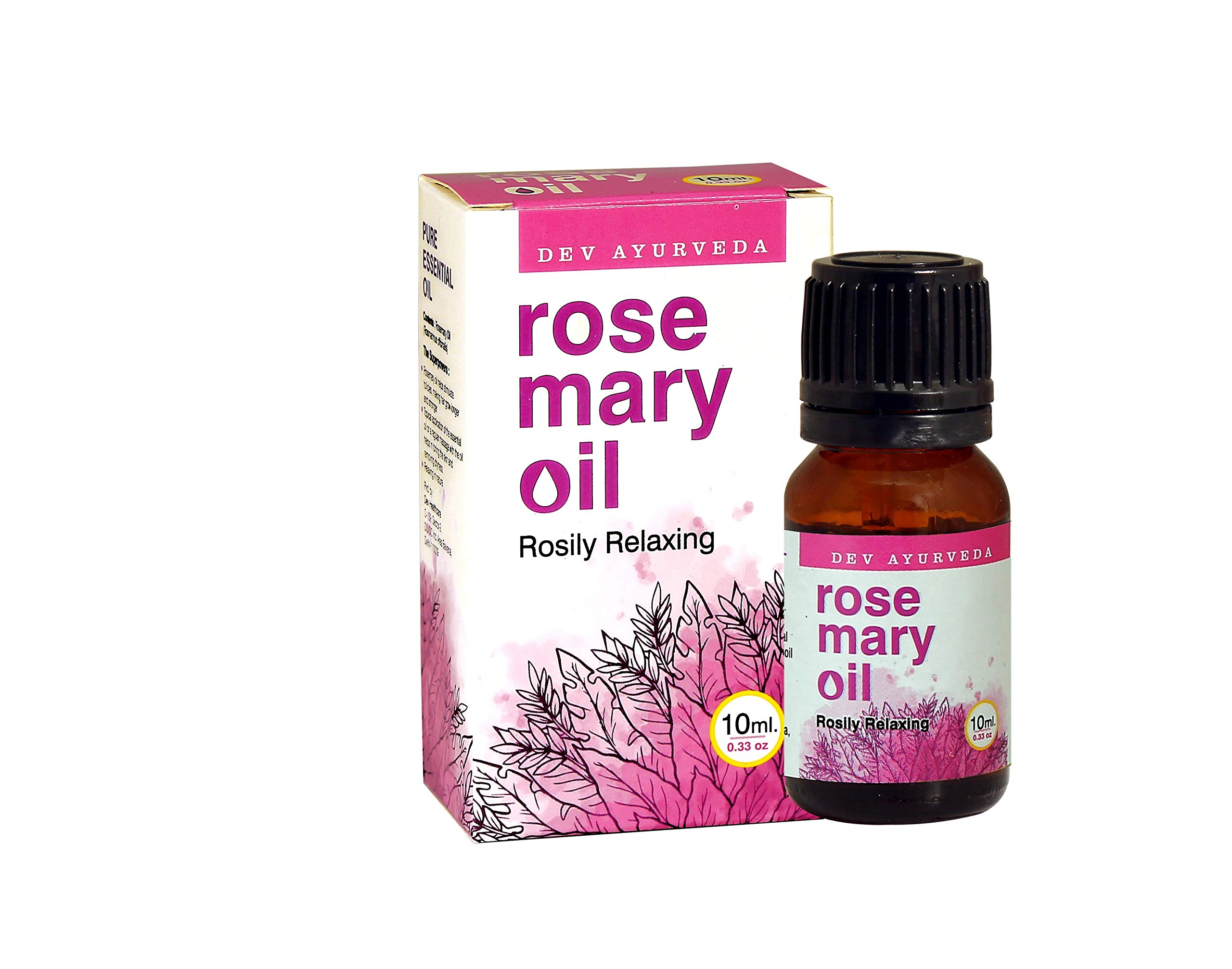 Dev Ayurveda Pure Rosemary Essential Oil 10ml - 100% Natural for Hair Growth, Skin Care & Aromatherapy | Perfect for DIY Beauty, Massage & Relaxation