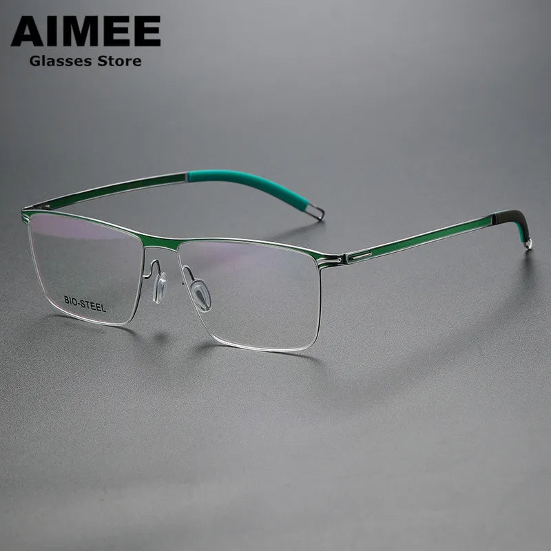 Aimee Unisex Full Rim Square Screwless Titanium Acetate Eyeglasses 22261 - Lightweight Durable Frame for Reading, Working & Daily Wear