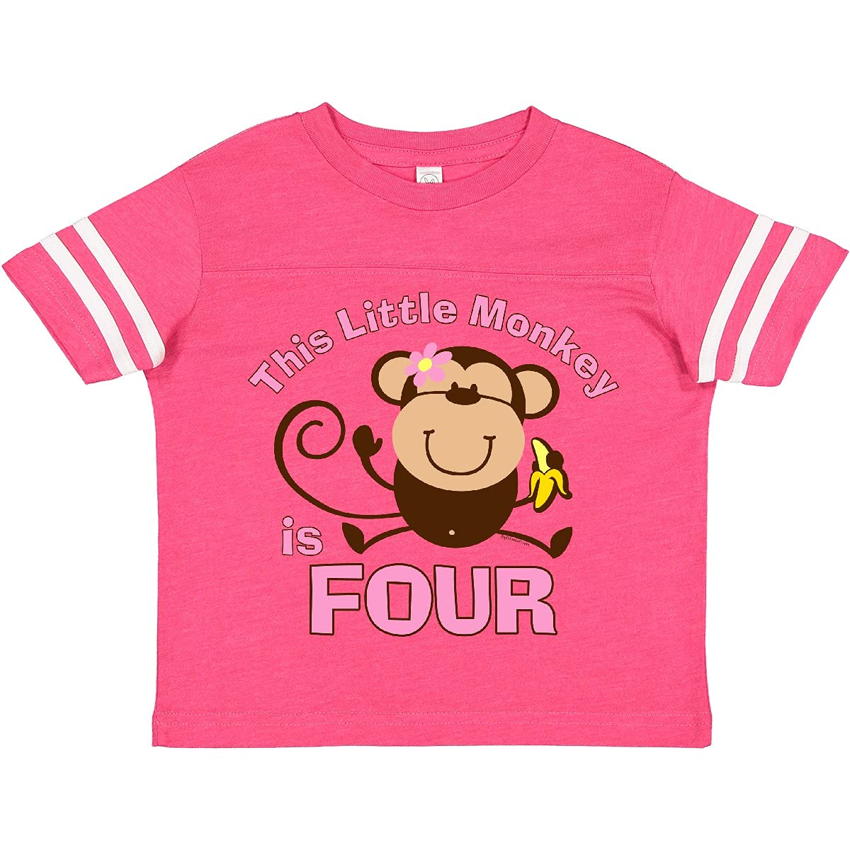 Inktastic Little Monkey Girl 4th Birthday Toddler T-Shirt - Cute Cotton Tee for Girls' Birthday Party & Toddler Outfits