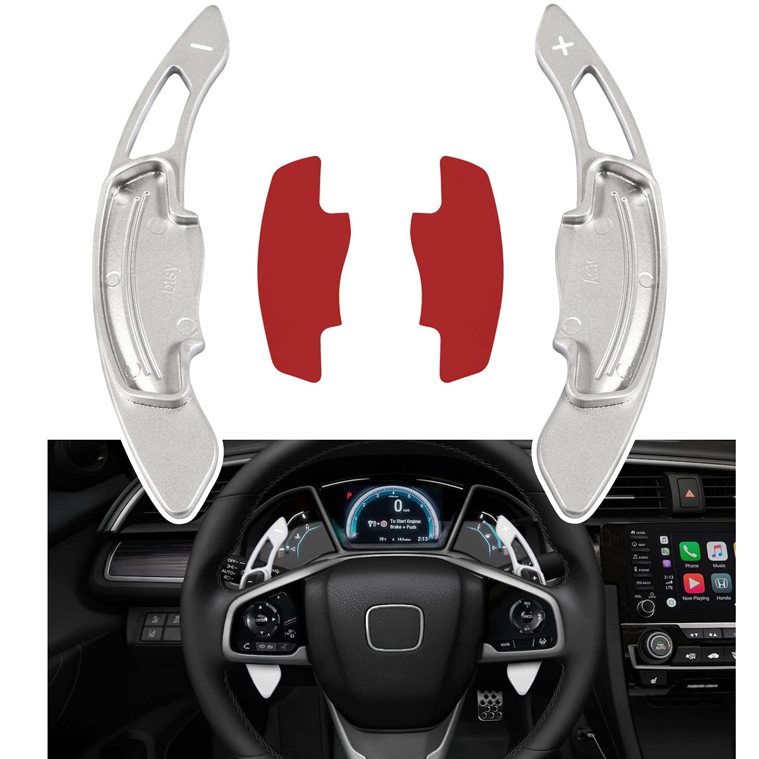 Premium Aluminum Steering Wheel Paddle Shifter Extension Cover - Interior Accessories for Honda Accord Civic Insight CR-V (Silver) - Enhance Driving Experience & Customize Your Ride
