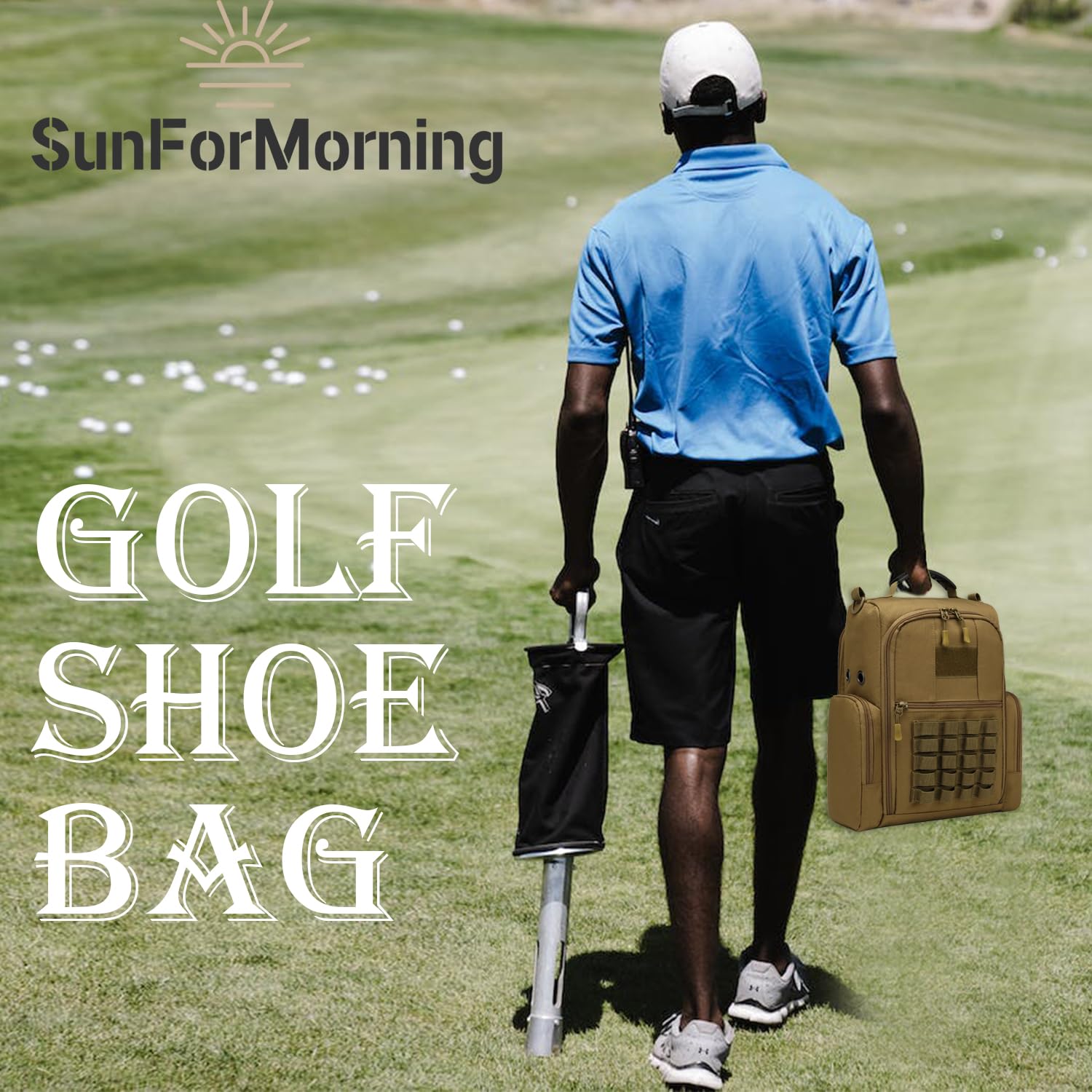 Premium Zippered Golf Shoe Travel Bag with Ventilation & Multiple Pockets - Durable Shoe Carrier for Golf Accessories (Brown) - Perfect for Golf Tournaments, Travel & Gym Storage