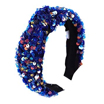 BAKEFY 2 Pack Sparkly Sequins Headband for Women - Wide Hair Band Hoop Accessories for Beauty & Fashion - Perfect for Parties, Weddings, and Special Occasions