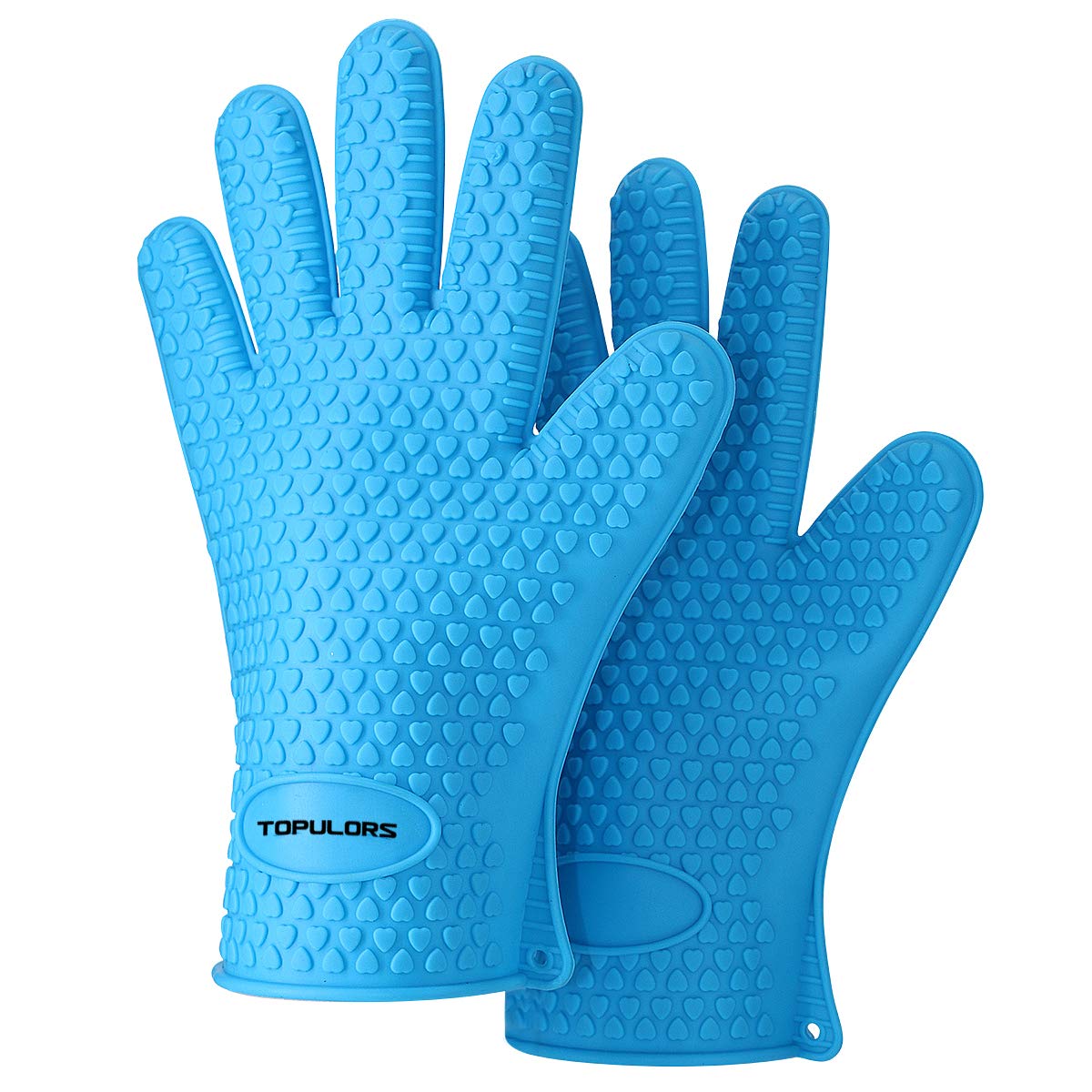 Heat Resistant BBQ Grilling Gloves - Oven Mitts for Cooking, Baking & Barbecue - Extra Long Potholder for Safe Handling (Blue) - Perfect for Grilling, Baking, Roasting & Outdoor Cooking