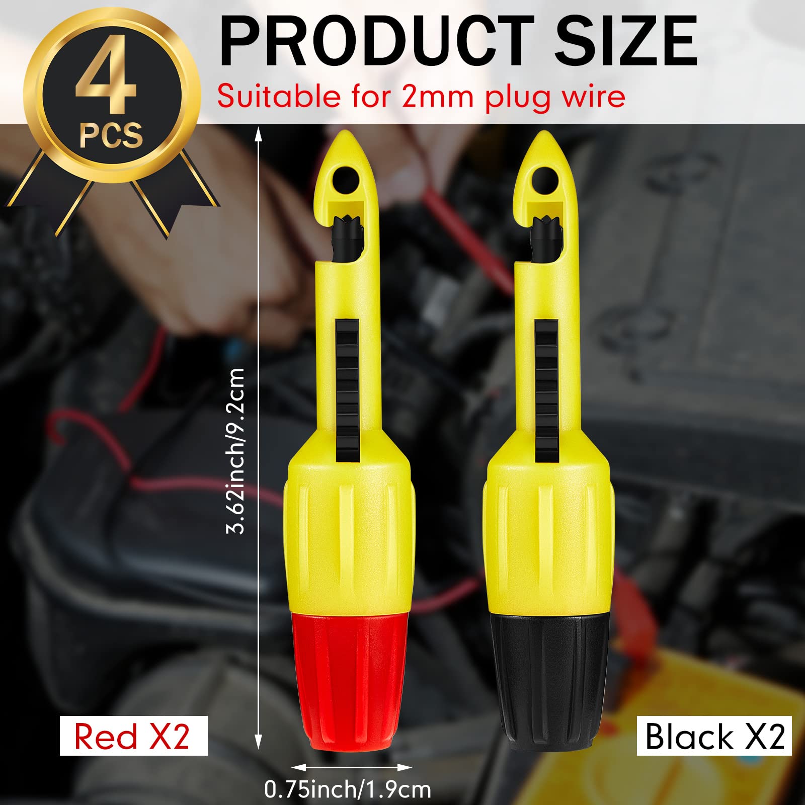 Konohan Wire Piercing Tool Set - 4 Piece 2mm Insulation Piercing Probe Kit for Multimeter, Voltage Voltmeter & Thermometer Testing | Electrical Circuit Diagnosis, HVAC Repair, Automotive Wiring Maintenance