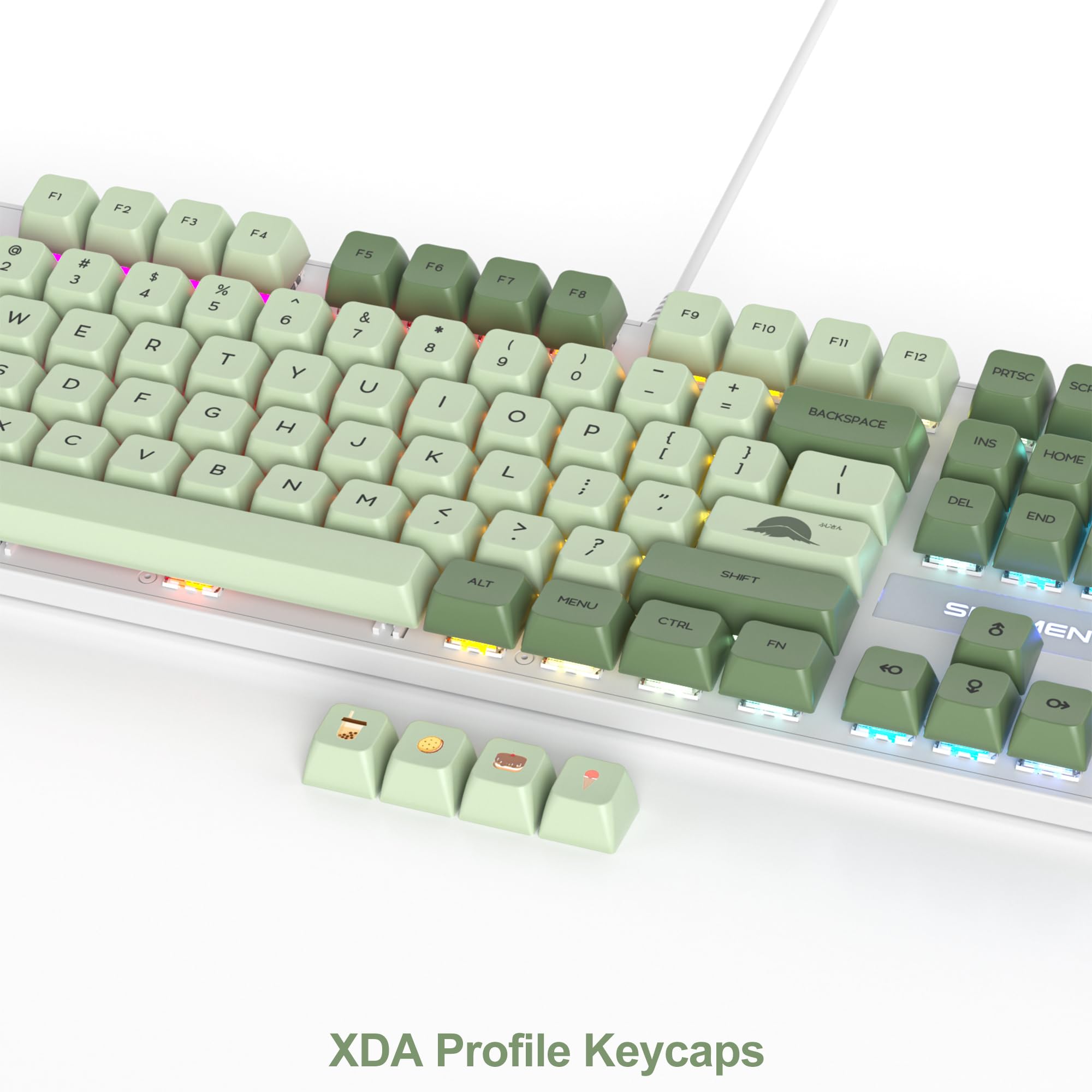 Fogruaden Full Size Mechanical Gaming Keyboard - 104 Keys RGB Backlit with Number Pad, Red Switches, NKRO (Green Matcha Color) for Windows PC & Laptop Gamers | Perfect for Office Work, Gaming, and Typing