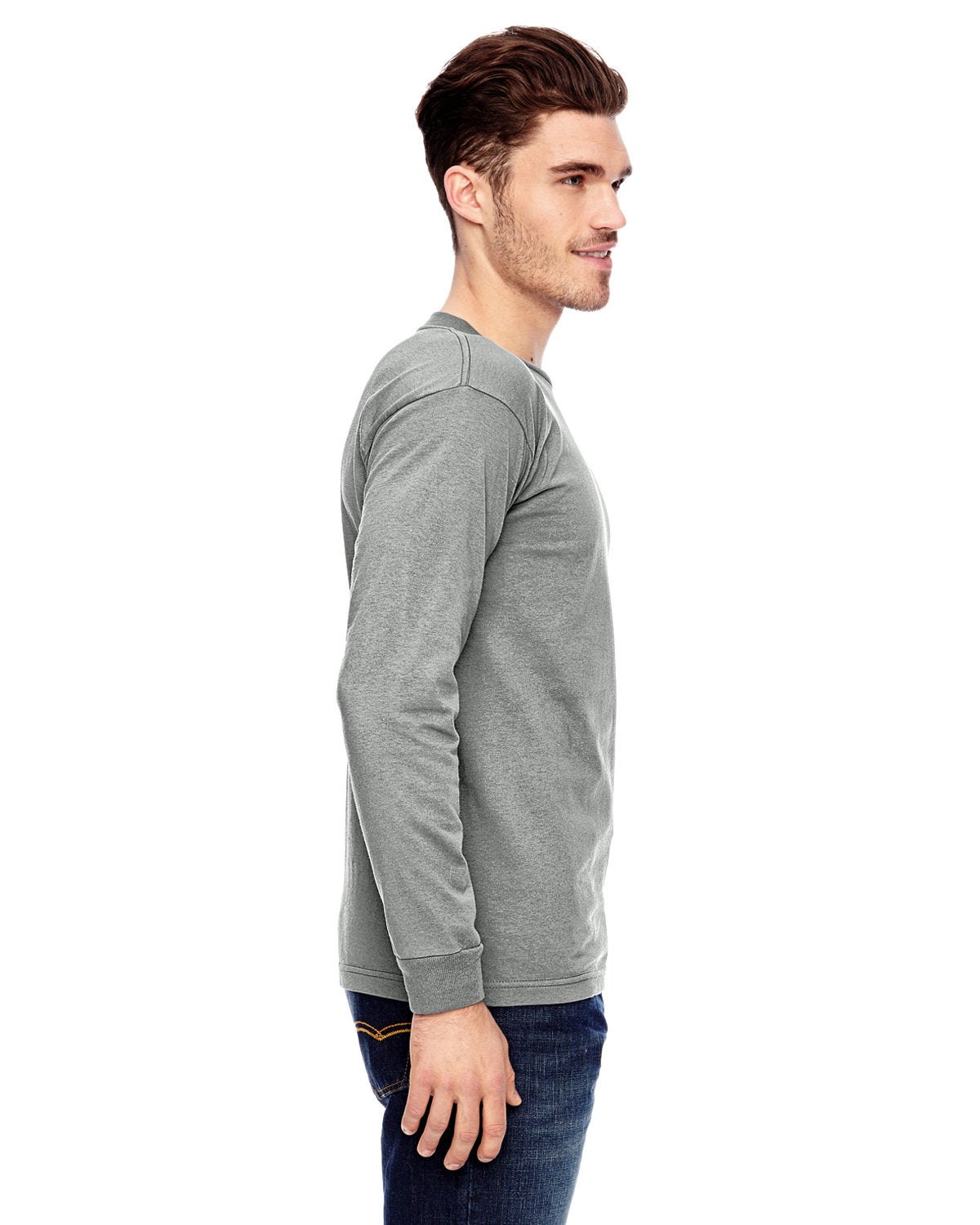 Bayside BA6100 Men's 100% Cotton Long Sleeve T-Shirt - 6.1 oz. Comfort Fit Crewneck Casual Shirt for Work, Outdoor & Everyday Wear