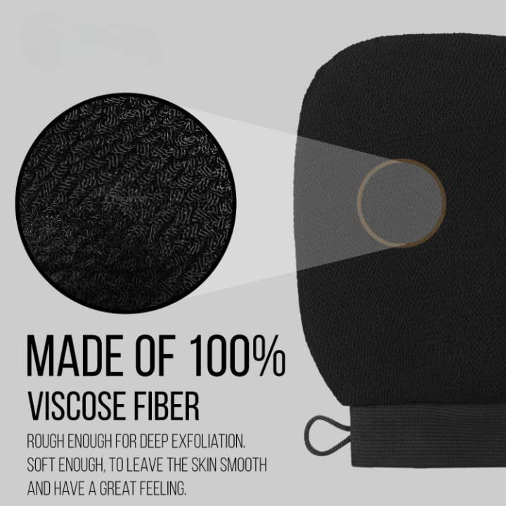 FLOBIQUE Exfoliating Shower Gloves - Body & Facial Scrub Mitts for Dead Skin Removal, Tan Massage & Smooth Skin - Perfect for Spa, Bath & Skincare Routine