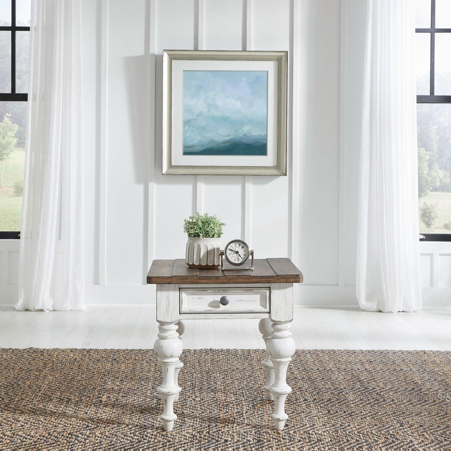 River Place End Table 237 OT1020 - Modern Side Table for Living Room, Bedroom & Office - Small Accent Table with Sturdy Metal Frame & Wooden Top - Perfect for Coffee, Books & Decor