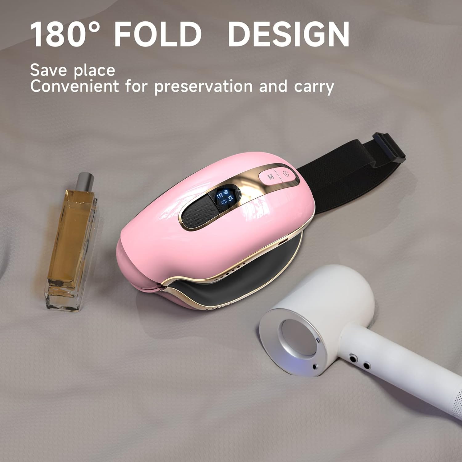 Heated & Cooling Eye Massager for Relaxation - Relieves Eye Strain, Dry Eyes, Dark Circles & Puffiness | Bluetooth Music Eye Mask for Better Sleep | Perfect Gift for Women & Men (Pink) - Ideal for Office Workers, Students & Travelers