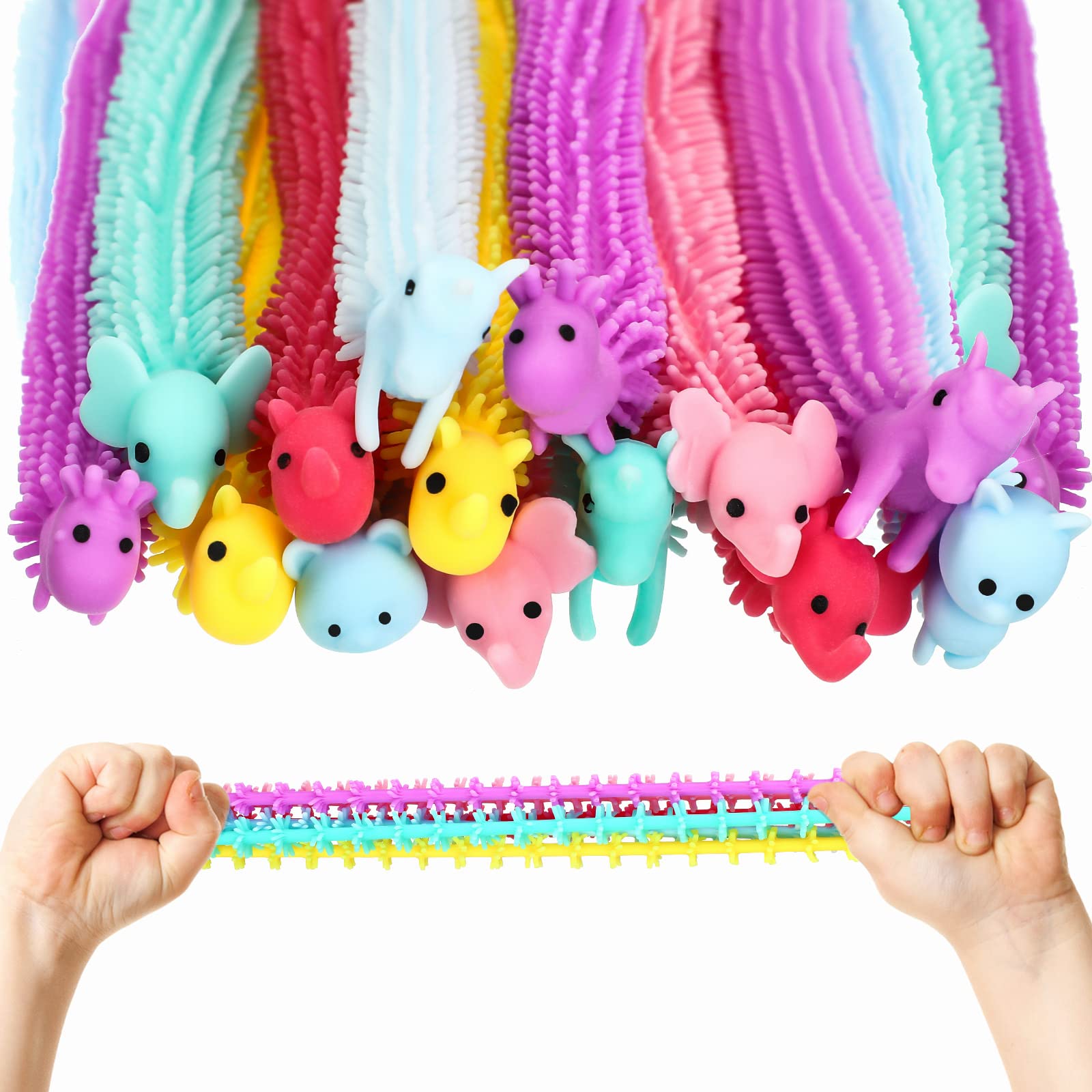 Stretchy String Fidget Toys - 50 Pack Animal Sensory Noodles for Stress & Anxiety Relief - Fun Party Favors for Adults & Kids - Perfect for Classroom, Office, and Travel Use