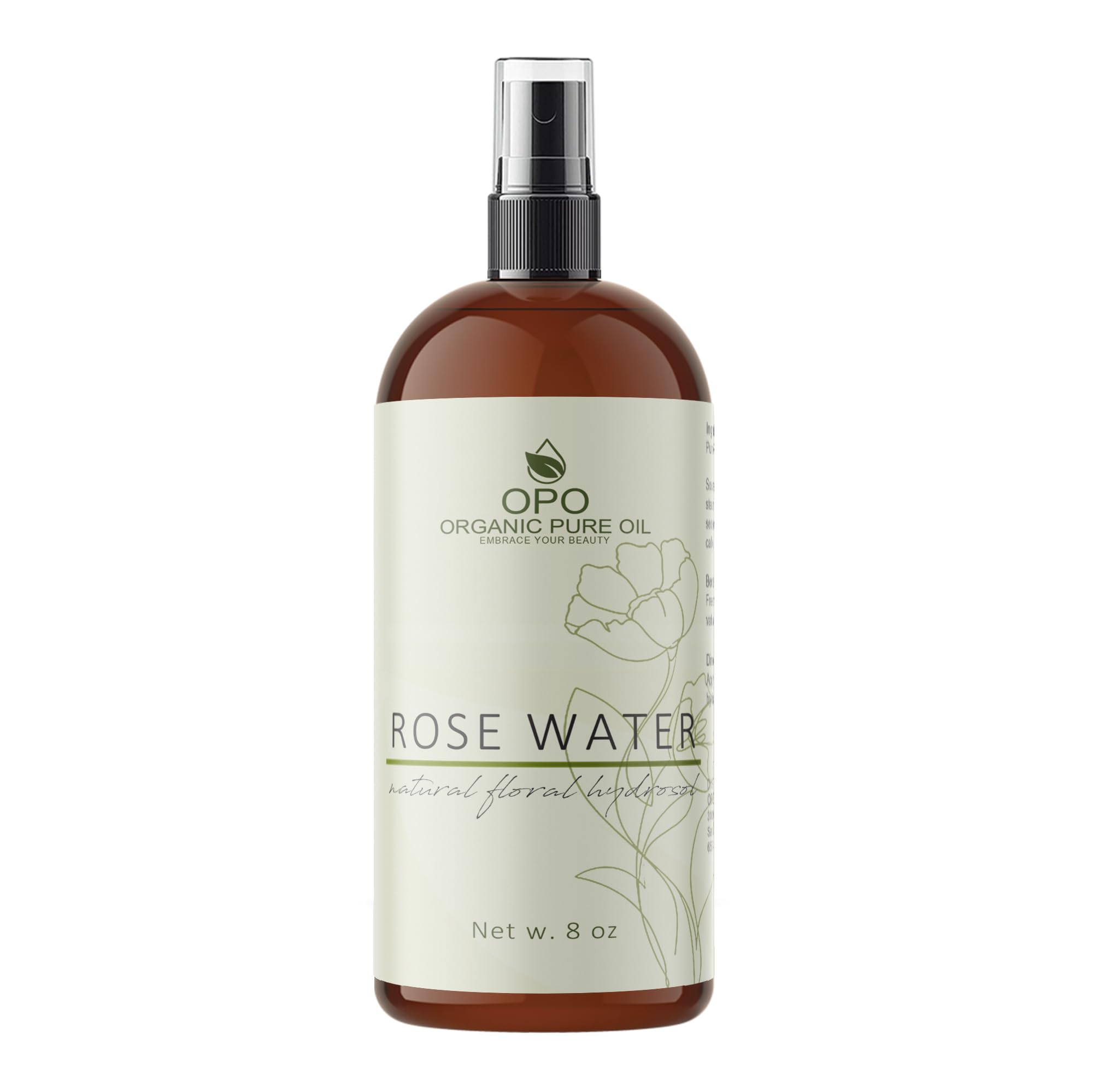 8oz Pure Rose Hydrosol Water - 100% Natural Facial Toner & Hydrating Mist for Skin, Hair Care | Organic Rose Water Spray for Face, Body, Linen, Room Freshener & Aromatherapy | Vegan, Cruelty-Free Skincare & Home Fragrance Solution