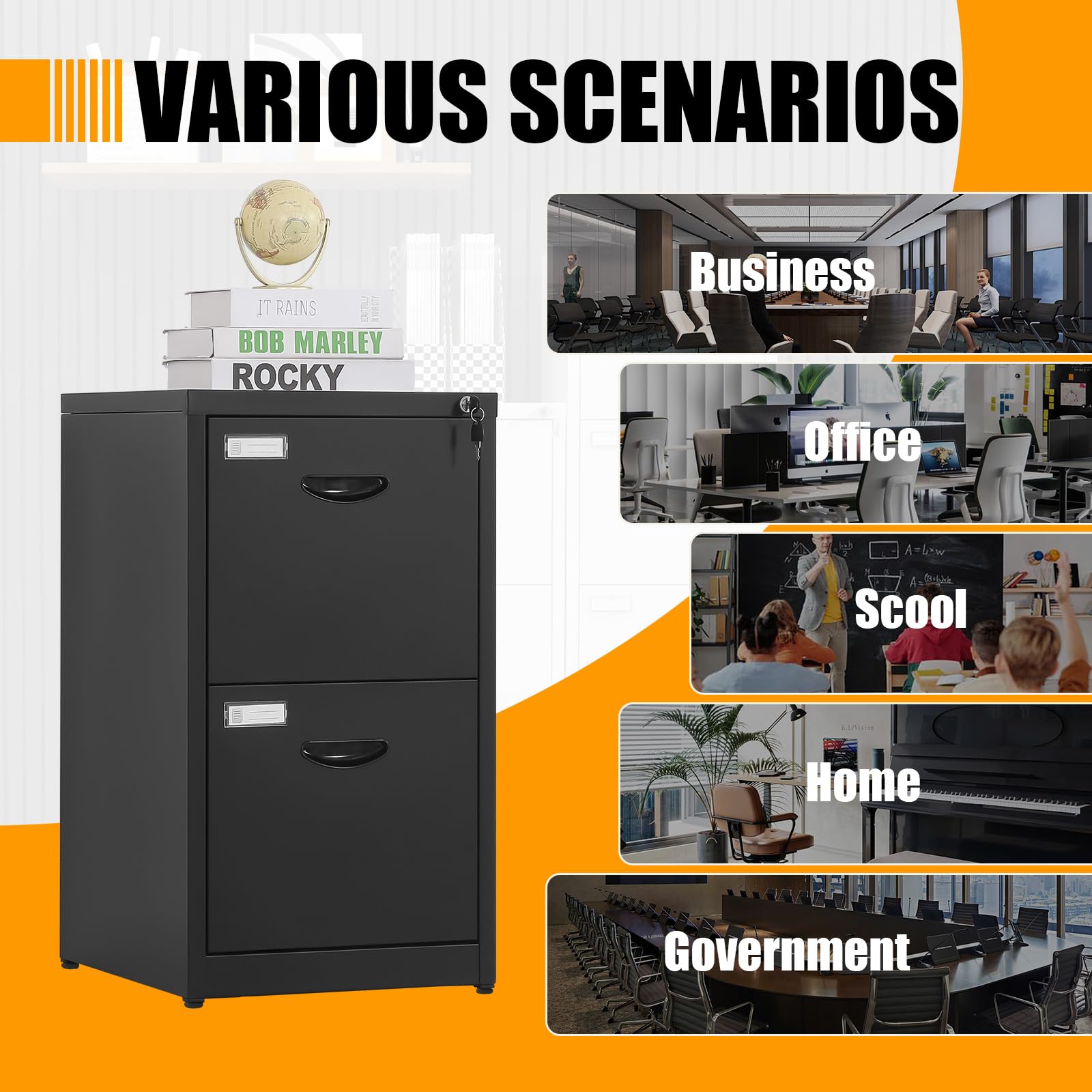 2-Drawer Locking Metal File Cabinet - 18
