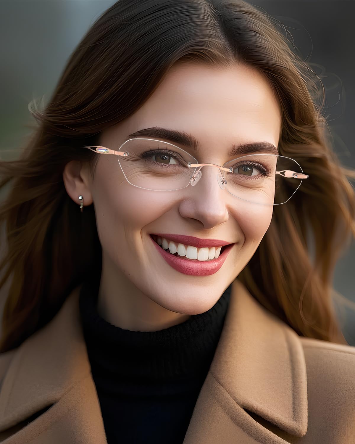 Blue Light Blocking Rimless Reading Glasses for Women - Lightweight Metal Computer Glasses Anti Eyestrain - Perfect for Office Work, Screen Time & Reading Books