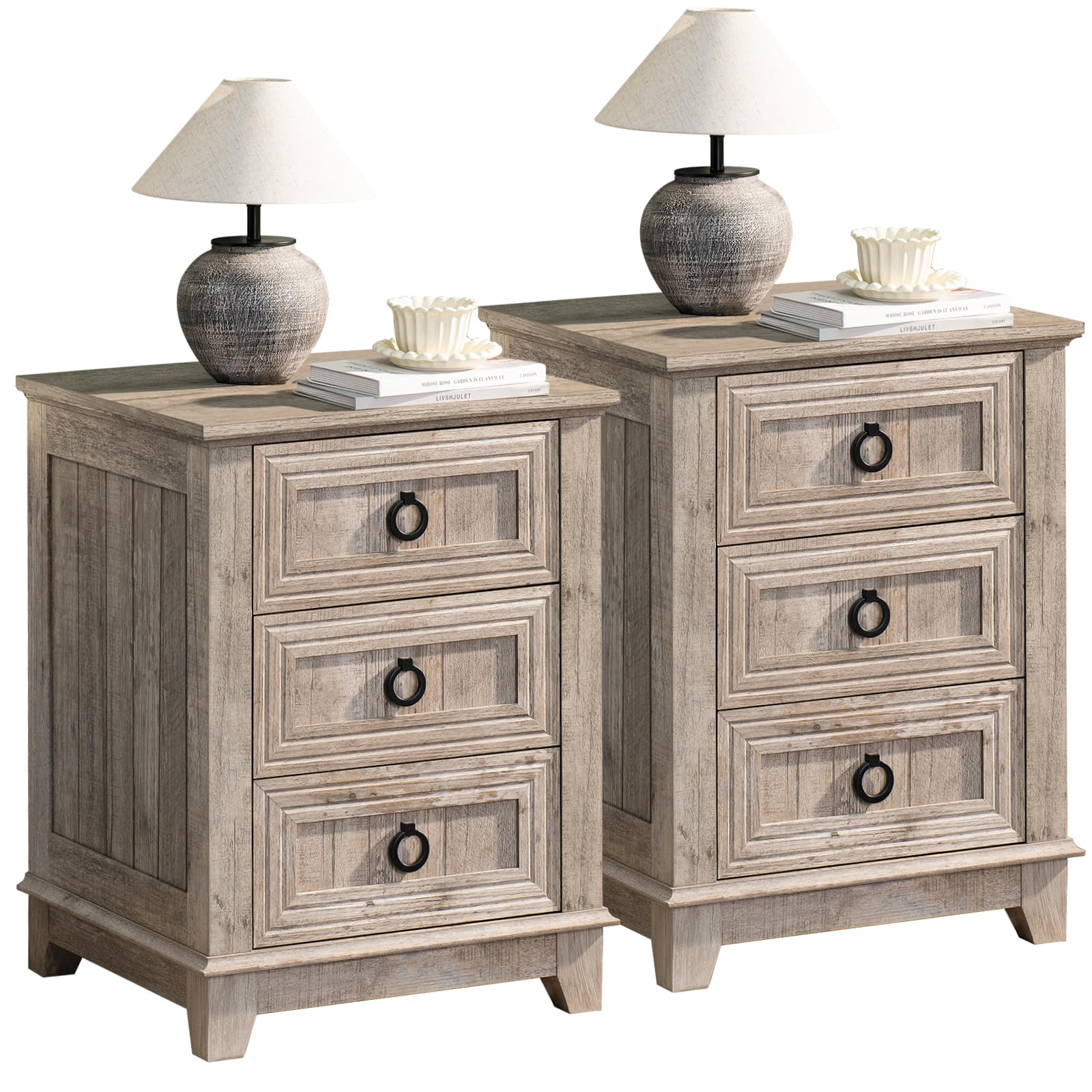 Farmhouse Dresser and Nightstand Set 3-Piece - 6 Drawer Dresser (54