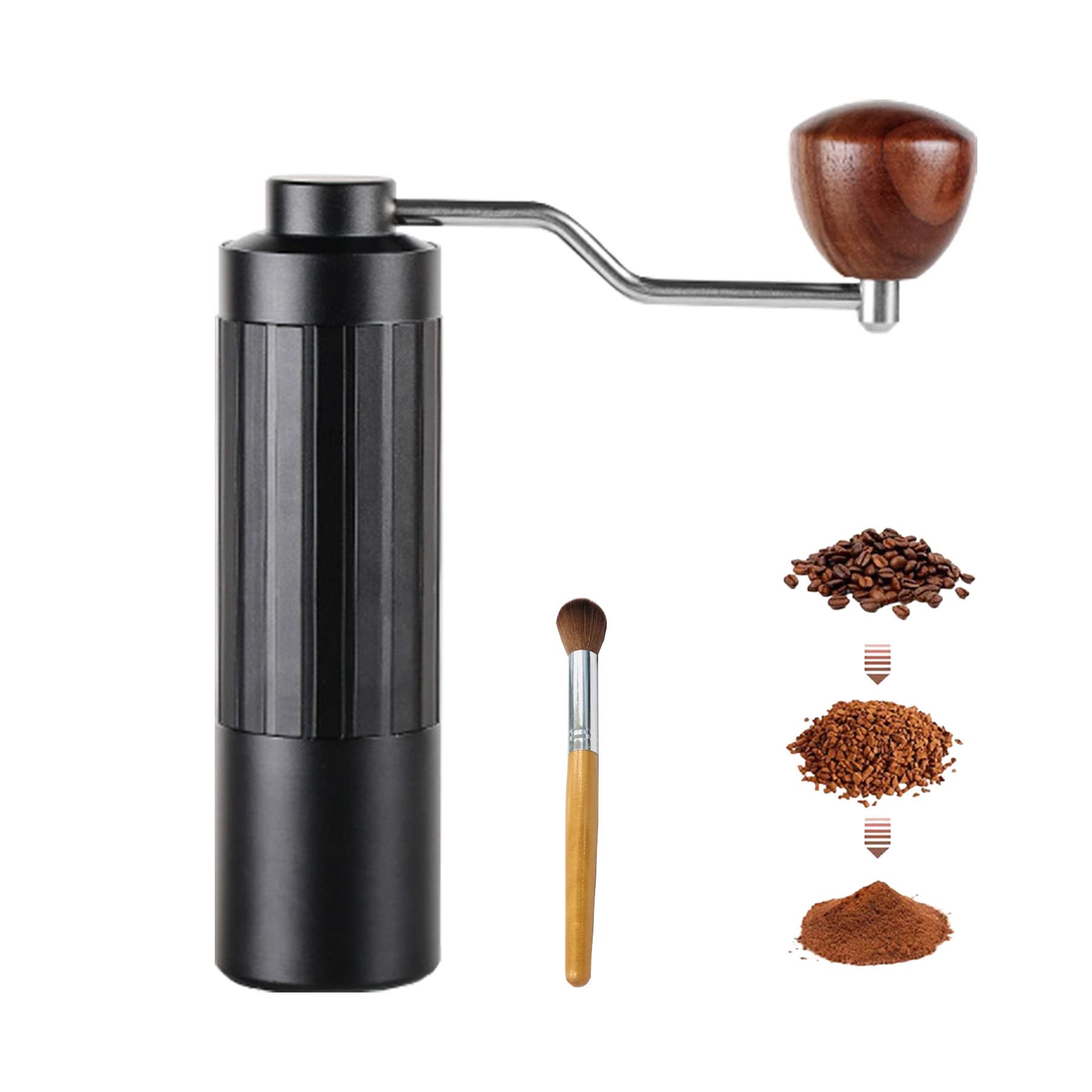 Premium Manual Coffee Grinder - Adjustable Stainless Steel Conical Burr Mill for Espresso, French Press & Pour Over | Portable Hand Crank Coffee Bean Grinder for Home, Office, Camping & Travel | Perfect Gift for Coffee Lovers (Black)