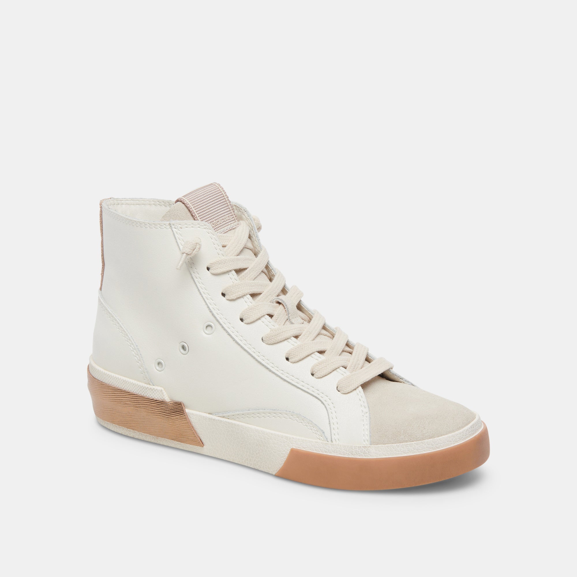 ZOHARA White & Tan Leather Sneakers for Women - Comfortable Casual Walking Shoes | Perfect for Work, Travel & Everyday Wear
