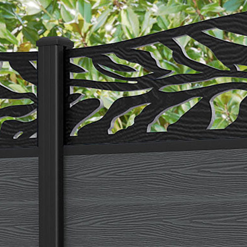 Dark Grey Classic Malawi Curved Top Fence Panel with Aluminum Posts - Perfect for Garden, Yard, and Outdoor Privacy Fencing
