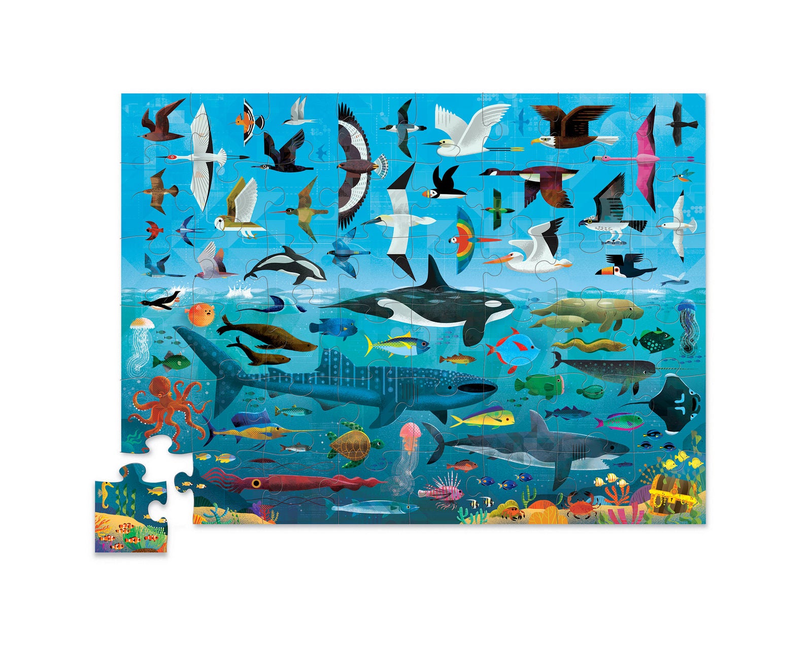 Above & Below Floor Puzzle 48 Pieces - Ocean and Sky Educational Jigsaw for Kids | Perfect for Classroom Learning & Family Game Night