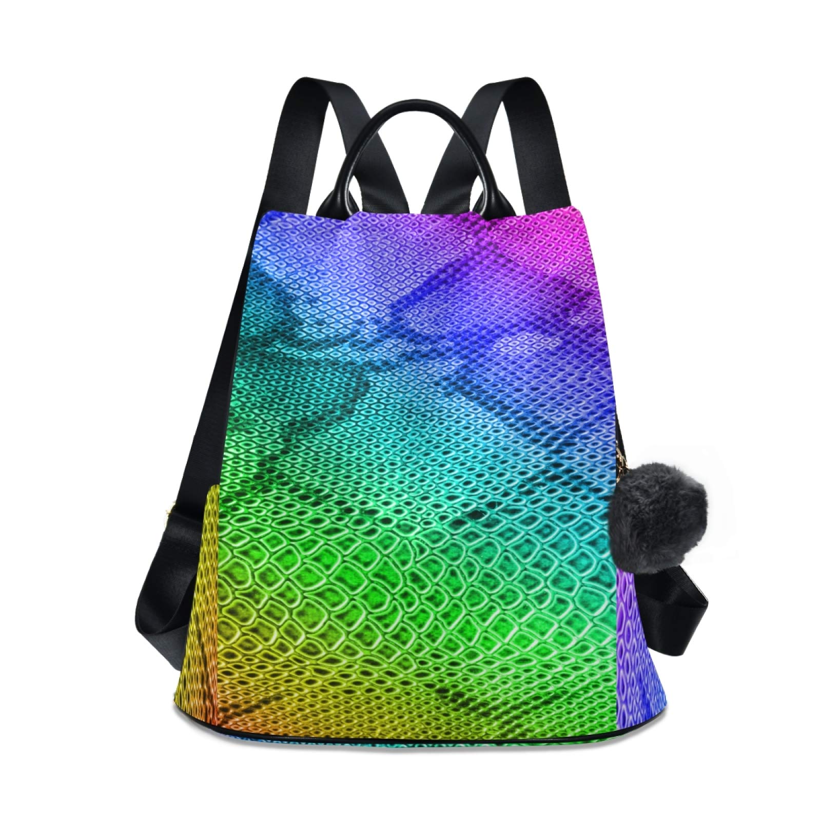 ALAZA Rainbow Snake Skin Print Colorful Anti-Theft Backpack Purse for Women - Stylish Shoulder Bag & Fashion Backpack, Multicolored, One Size - Perfect for Travel, School, Work & Daily Use