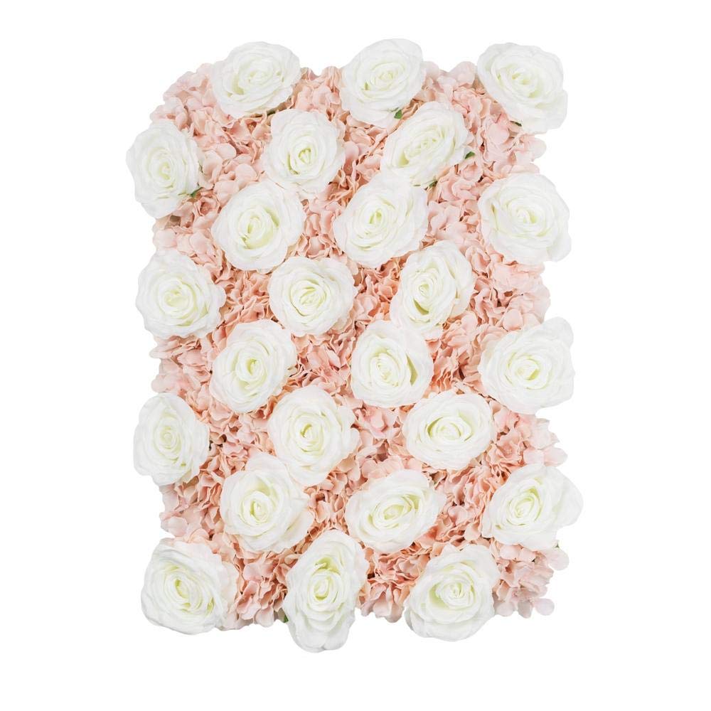Elegant Silk Rose Wall Panel - Cream & Pink (16x24