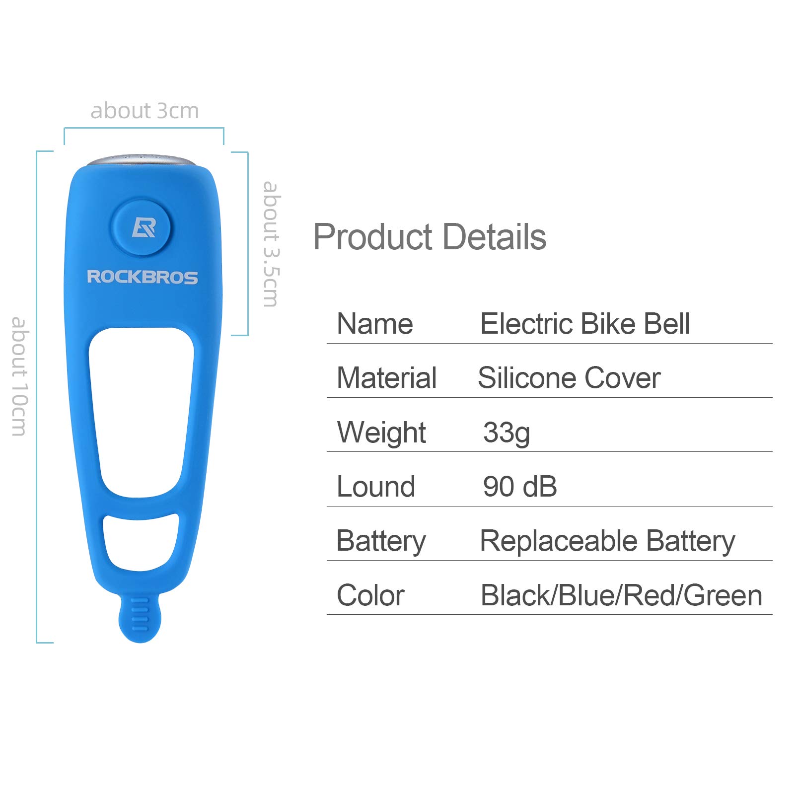 ROCKBROS Electra Bike Bell - Electric Bicycle Horn with Water-Resistant Design - Perfect for Urban Commuting, Mountain Biking & Road Cycling Safety