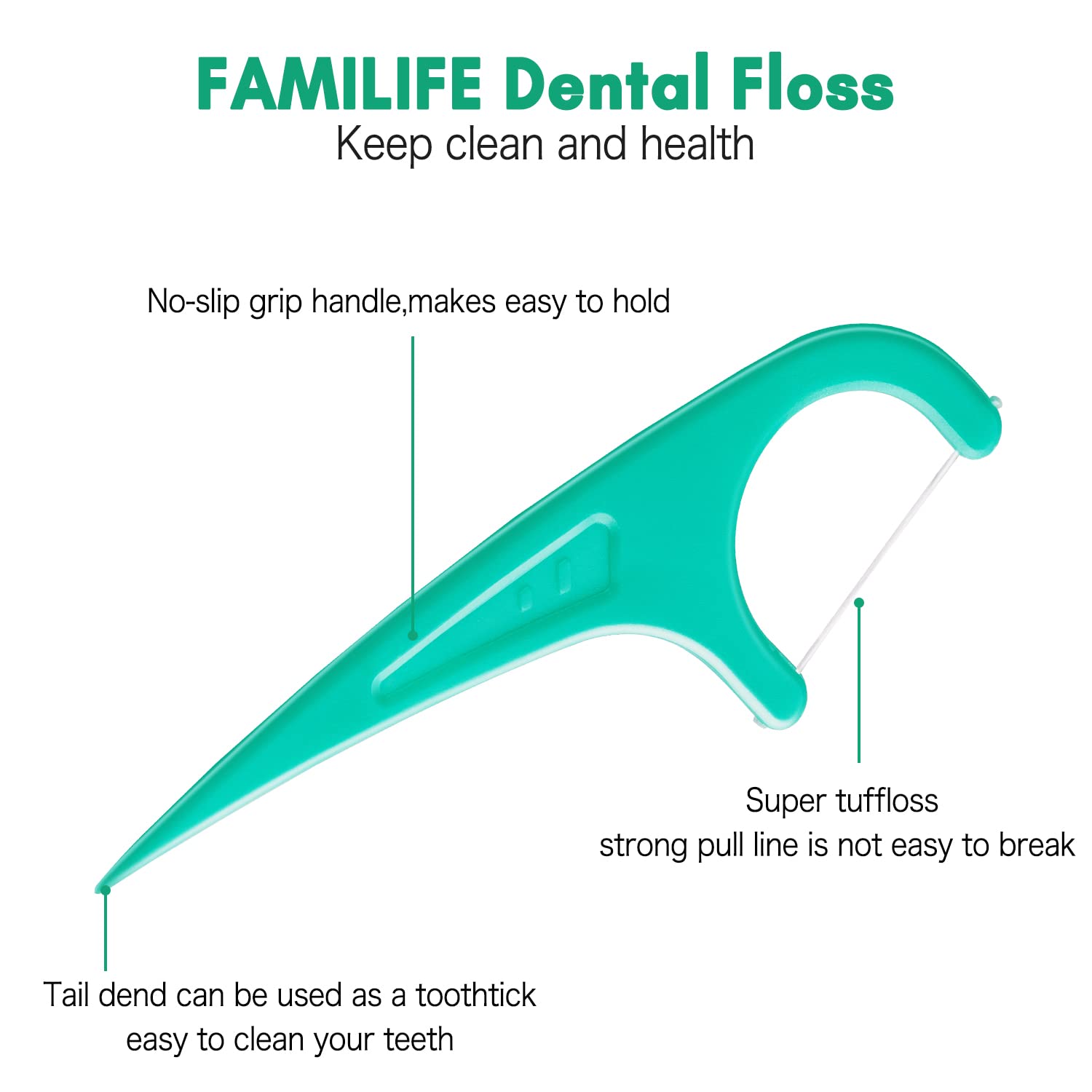 FAMILIFE Mint Dental Floss Picks 240 Count - Teeth Cleaning Flossers with 4 Travel Cases, Anti-Tooth Decay, Fresh Breath - Perfect for Family Oral Care at Home, Work & Travel