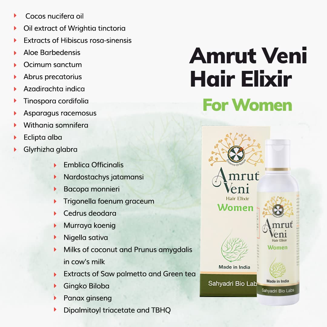 Amrutveni Hair Growth Elixir for Women - Biotech-Enhanced Formula to Reduce Hair Fall & Stimulate Growth | 100ml Bottle | Promotes Thicker, Healthier Hair | Perfect for Daily Scalp Care & Styling Prep