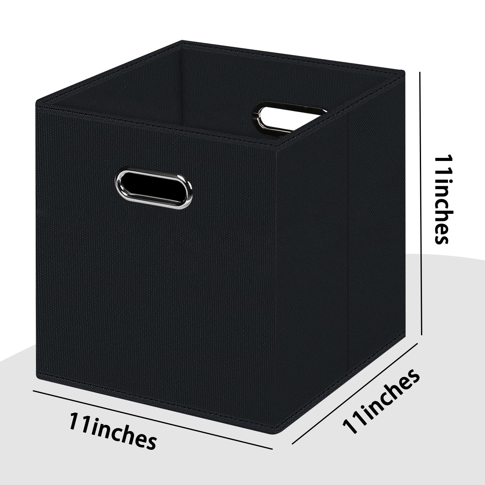 Foldable Fabric Storage Cubes with Dual Handles - Black Closet Organizer Bins for Bedroom, Nursery & Office - Space Saving Storage Boxes for Shelves, Cabinets & Underbed Organization