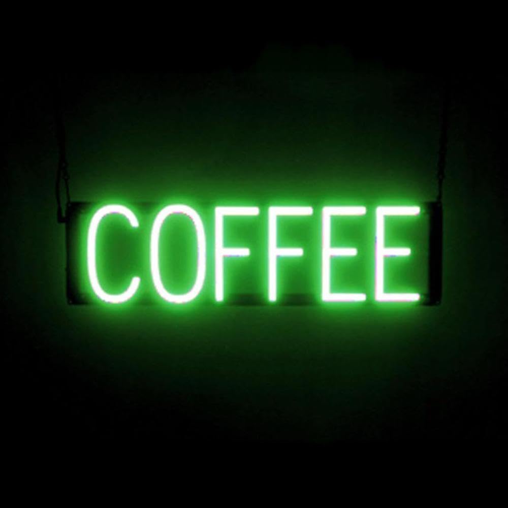 SpellBrite COFFEE Sign - Green LED Neon Light Cafe Sign for Coffee Shops & Restaurants | 22.7 x 6.3 Inches | Perfect for Bar Decor, Coffee Bar Display & Coffee Lover Gifts