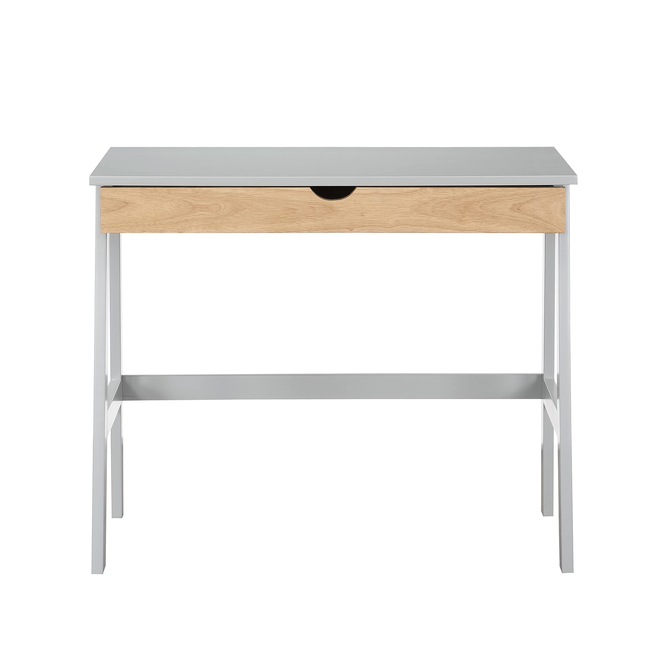 Olive & Opie Hilton Desk - Modern Gray & Natural Wood Writing Desk for Home Office, Study, or Workspace | Stylish & Functional Workstation for Professionals & Students