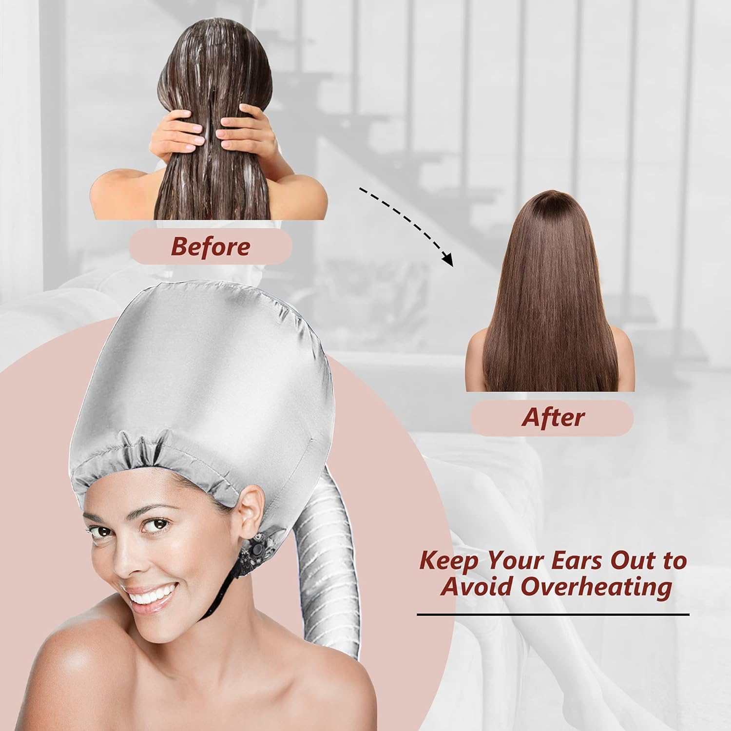 Openja Portable Soft Bonnet Hair Dryer Attachment - Adjustable Large Drying Bonnet for Handheld Dryers | Fast Drying for Natural Curly & Textured Hair | Perfect for Home Salon & Travel Hair Care