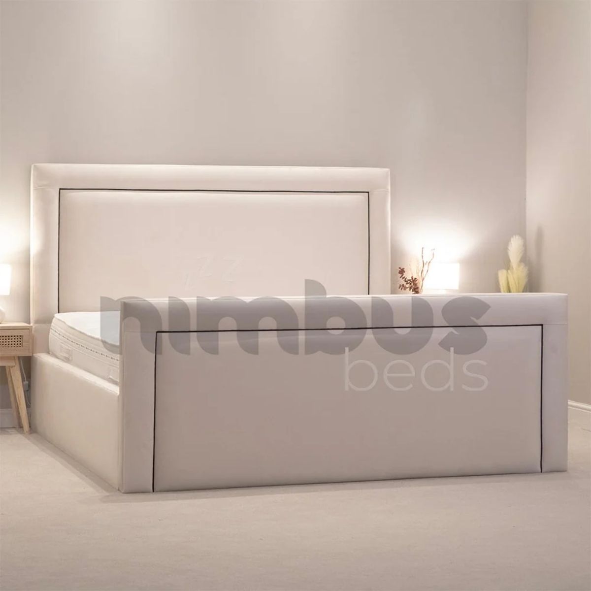 Charlie Bed Frame - Queen Size Wooden Platform Bed with Headboard - Modern & Sturdy Design for Bedroom, Guest Room, or Dorm