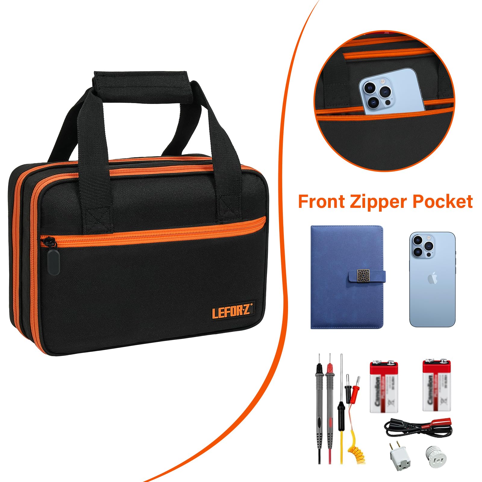 Klein Tools ET310 & RT250 Compatible Carrying Case - Durable Storage Organizer for AC Circuit Breaker Finder, GFCI Outlet Tester, Digital Multimeter & Clamp Meter - Perfect for Electricians & DIY Electrical Projects