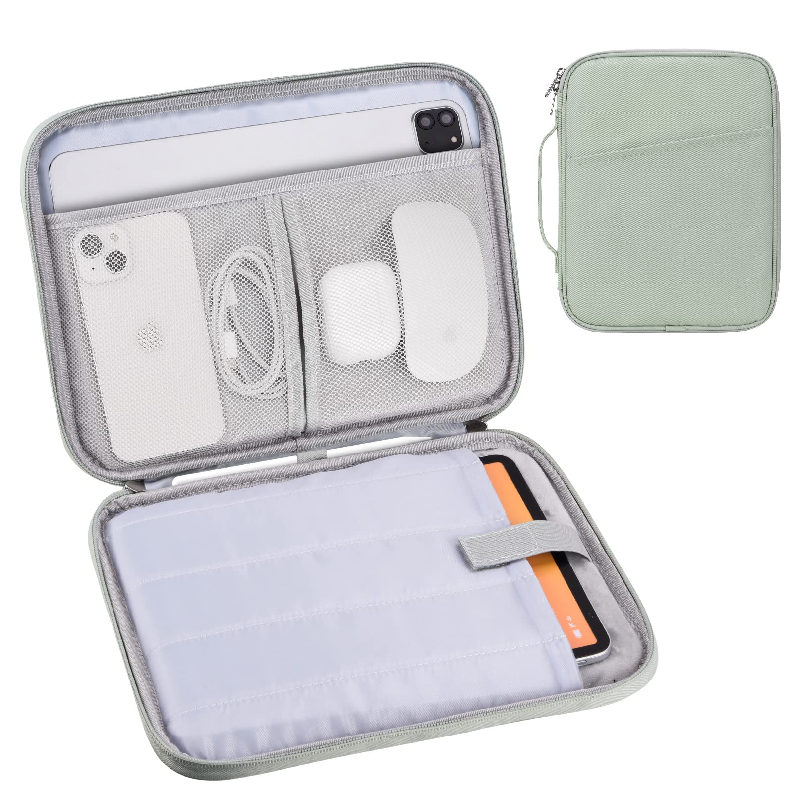 Premium 9-11 Inch Tablet Case - Shockproof Padded Sleeve Bag for iPad Pro 11 (M4), iPad 10.9 (10th Gen), iPad Air 11 (M2), Samsung Galaxy Tab S9/S8 - Mint Green | Perfect for Travel, Office & School Protection