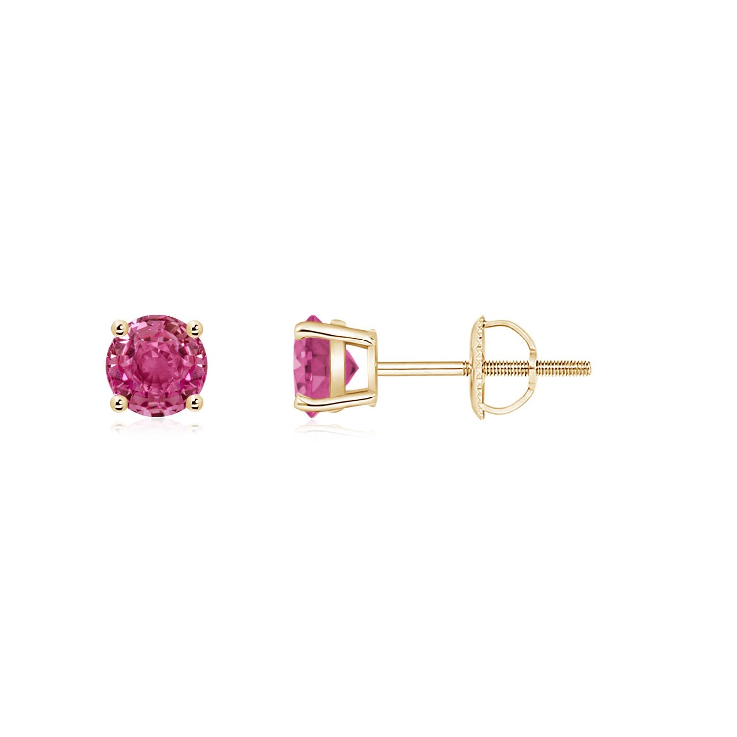 ANGARA Natural Pink Sapphire Stud Earrings for Women - 14K Solid Gold/Platinum Solitaire Earrings | September Birthstone Jewelry Gift for Her | Perfect for Birthday, Wedding & Anniversary | Elegant Everyday Wear & Special Occasions
