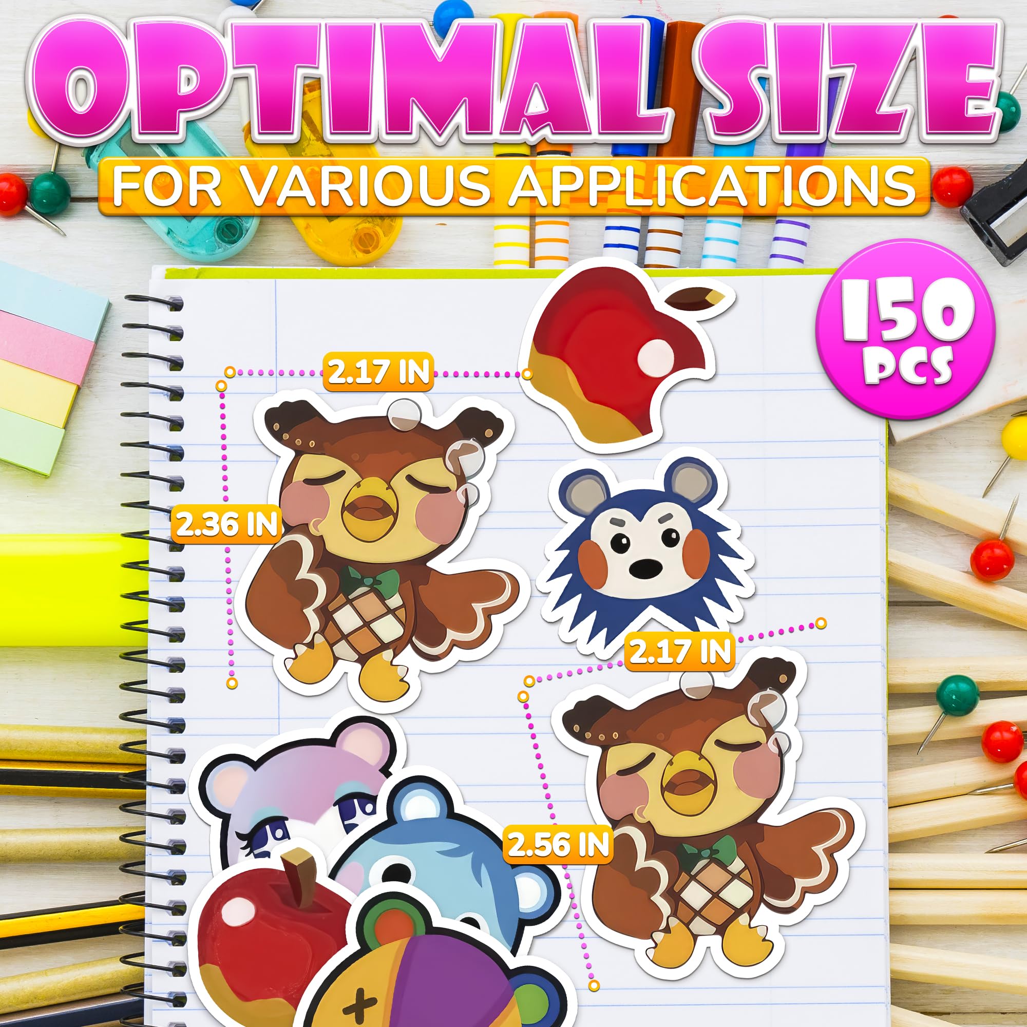 150Pcs Cute Animal Water Bottle Stickers - Waterproof Vinyl Decals for Bottles, Cars, Laptops, Bikes, Luggage & Skateboards - Fun Aesthetic Stickers for Kids & Adults - Perfect for School, Work, Travel & DIY Projects