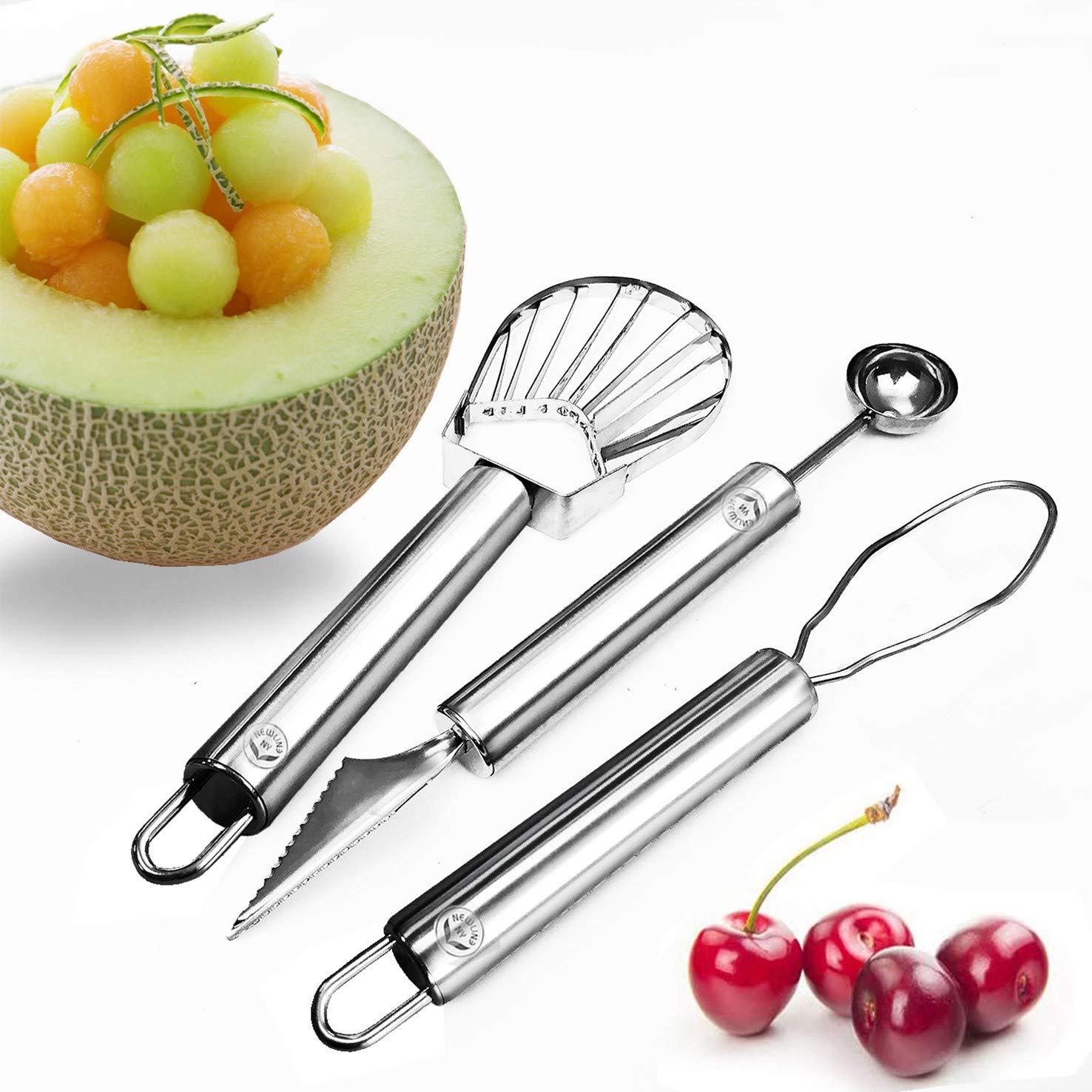 Premium Stainless Steel Fruit Helper Set - 3-Piece Kitchen Tool Kit for Peeling, Coring & Slicing | Ideal for Apples, Pears & Potatoes | Dishwasher Safe & Rust-Resistant