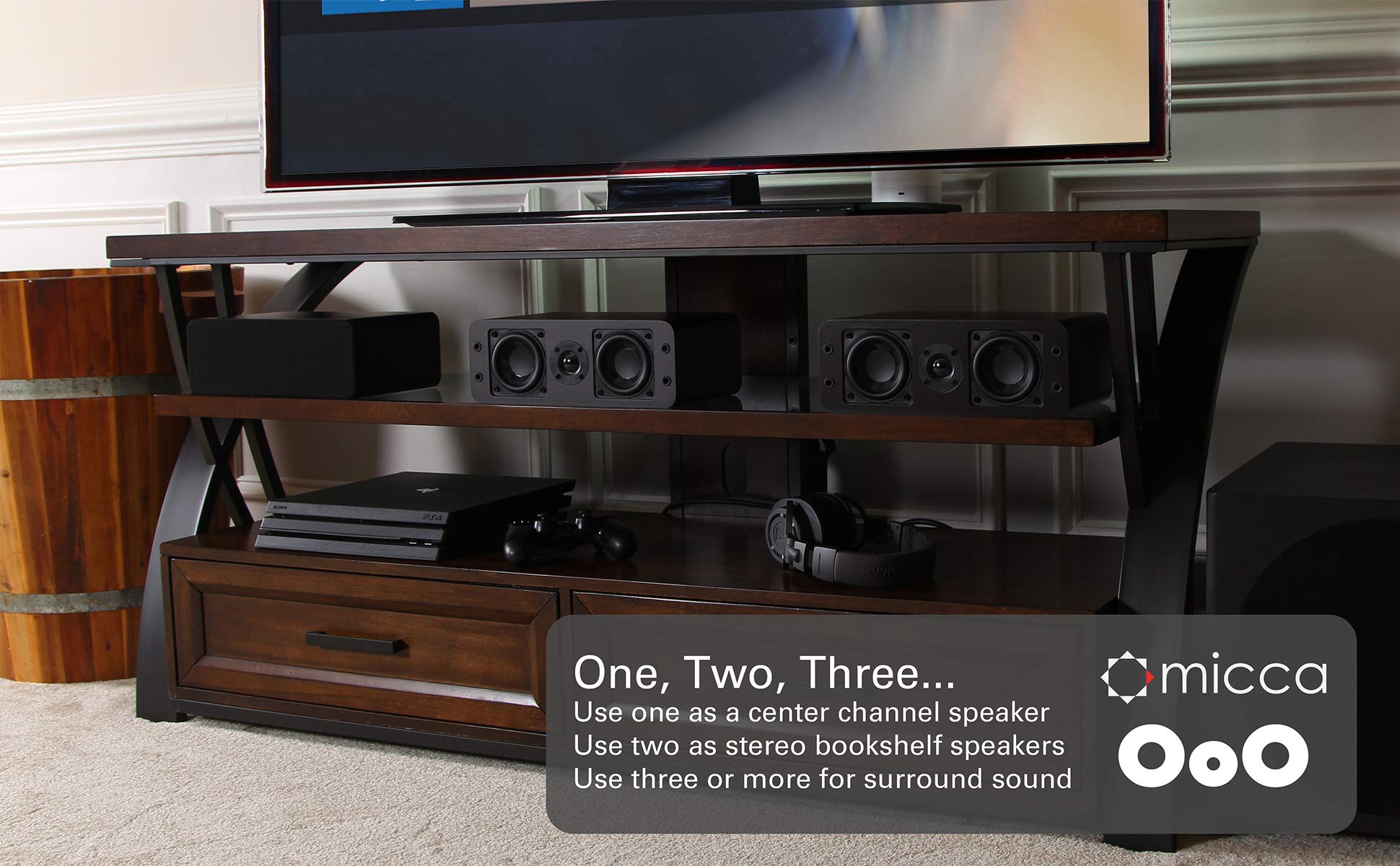 Micca OoO Passive Slim Bookshelf Speakers - 3-Inch Woofers & Silk Tweeter, Ultra-Thin 4