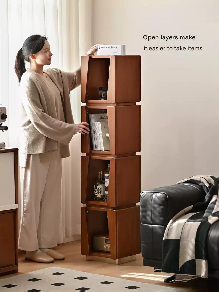 Modern Poplar Solid Wood Bauhaus Bookshelf - Minimalist Home Office & Living Room Storage Shelf for Books & Decor