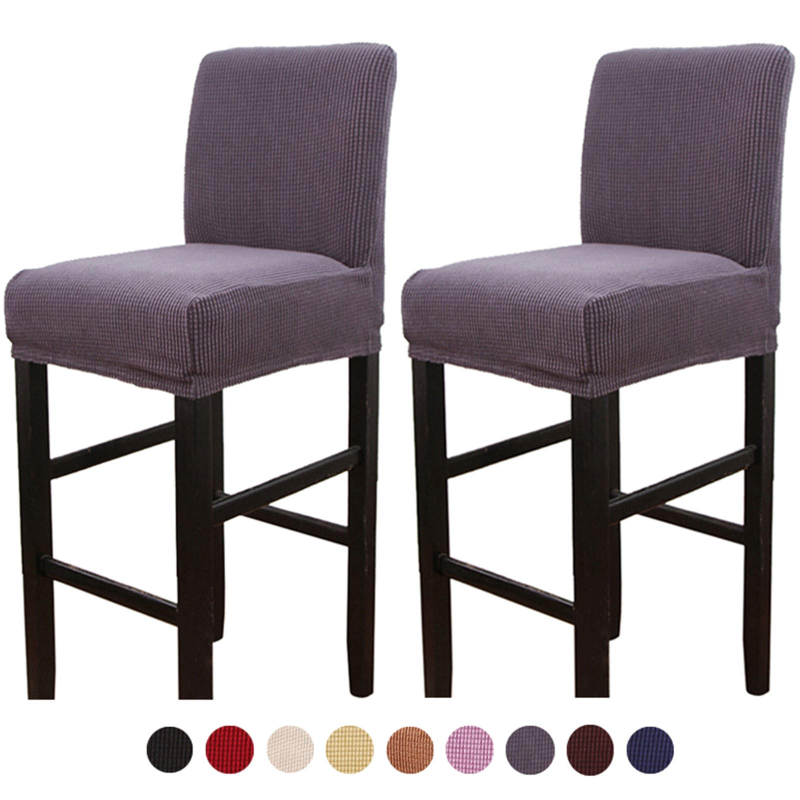 Stretch Soft Dining Chair Covers - Washable Bar Stool Slipcovers (2PCS, Dark Gray) - Perfect for Kitchen, Dining Room & Counter Stools