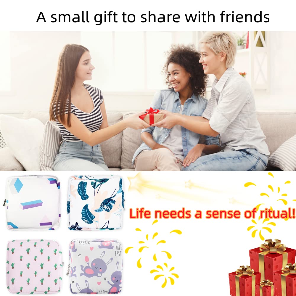 4 Pcs Sanitary Napkin Storage Bags for Women - Leak-Proof Zippered Tampon & Menstrual Pouch Set - First Period Essentials, Travel Cosmetic Organizer for Purse (Perfect for School, Gym, Work & Travel)