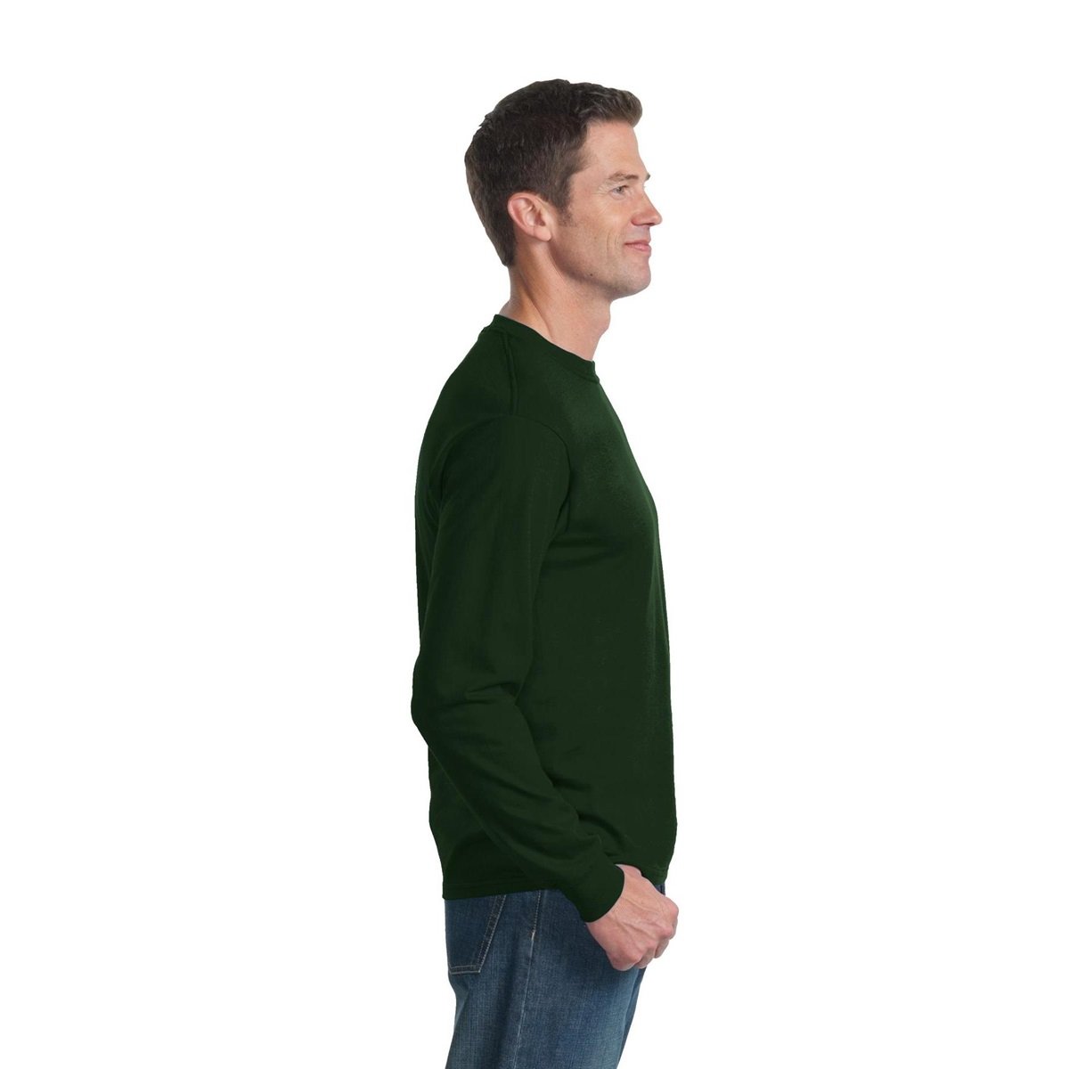 Fruit of the Loom Men's Long Sleeve Asymmetrical Collar Shirt - Casual Button Down Top for Work, Office & Everyday Wear