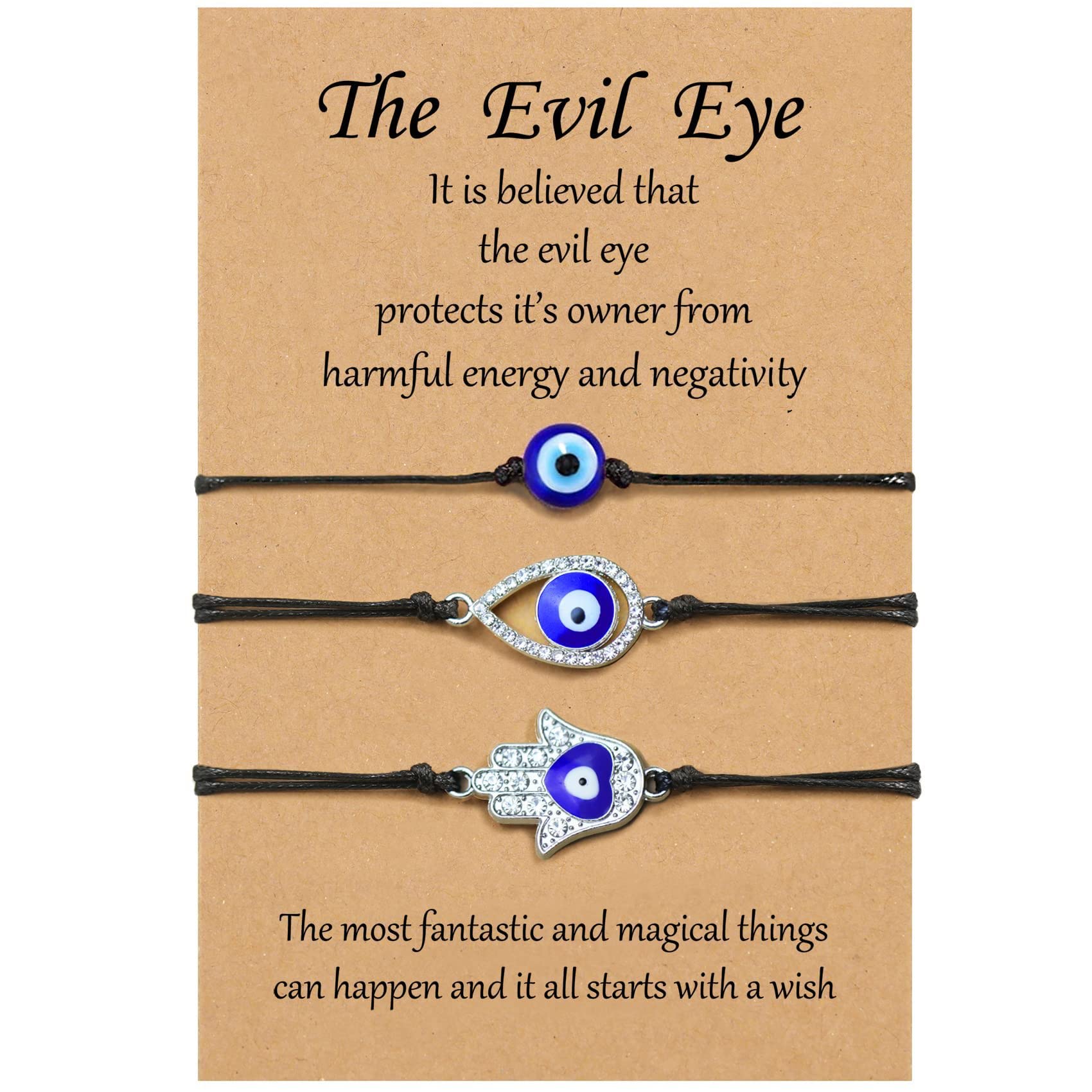 Evil Eye Bracelet for Women - Third Eye Protection Jewelry with Beads & Charm - Spiritual Healing & Positive Energy - Perfect for Meditation, Yoga & Daily Wear