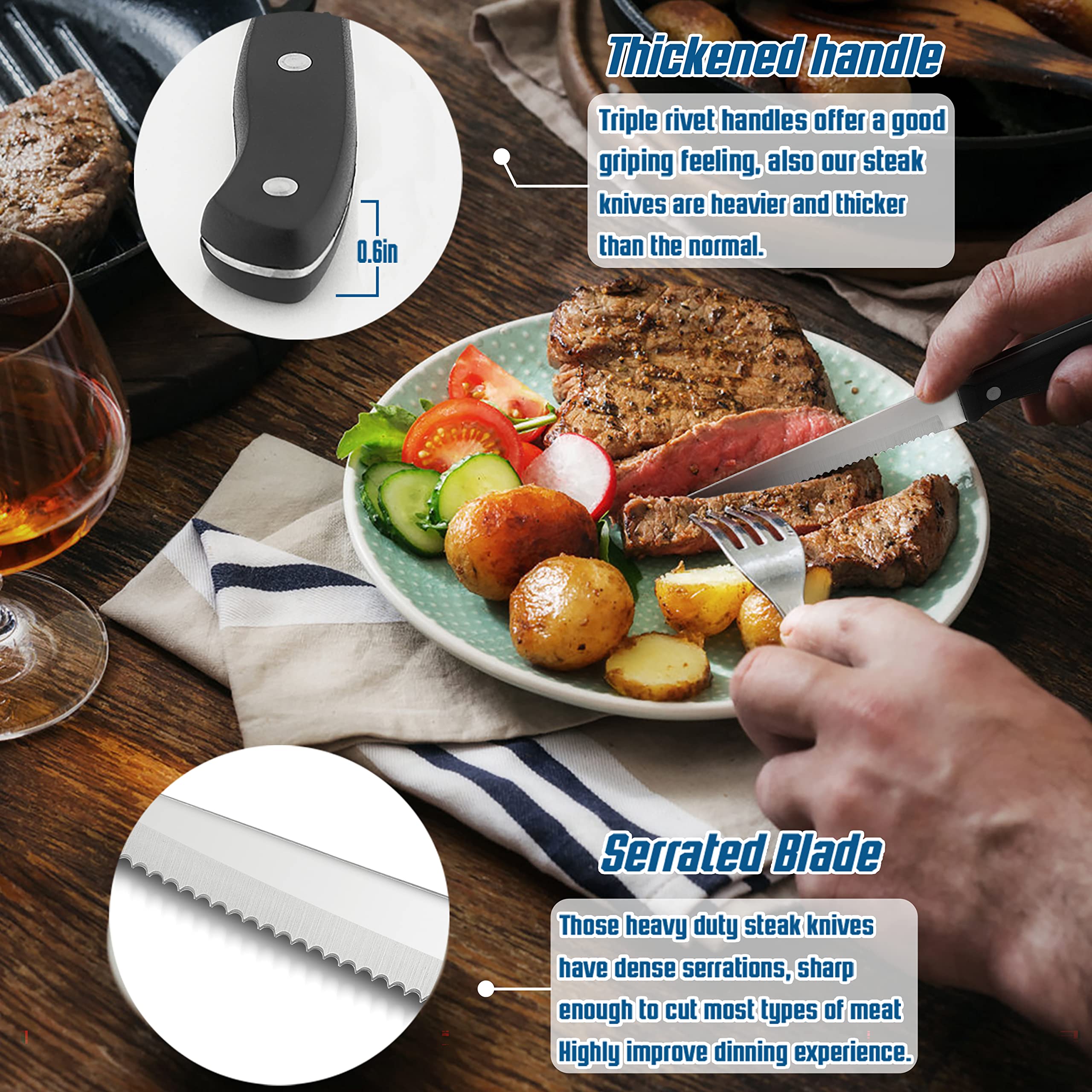 Premium 48-Piece Stainless Steel Flatware Set for 8 - Heavy Duty Silverware with Thick Steak Knives, Forks & Spoons - Elegant Cutlery for Home, Wedding & Parties - Dishwasher Safe - Perfect for Fine Dining, Entertaining & Everyday Use
