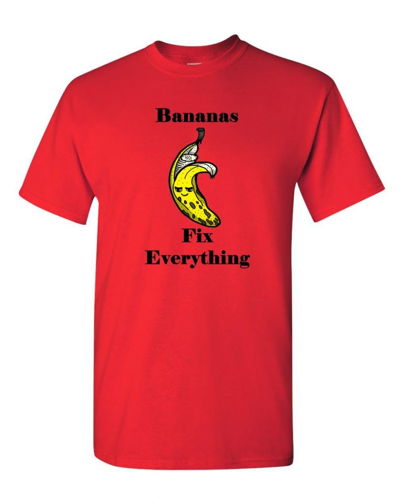 Bananas Fix Everything Funny Adult T-Shirt - Cool Graphic Tee for Casual Wear & Gifts